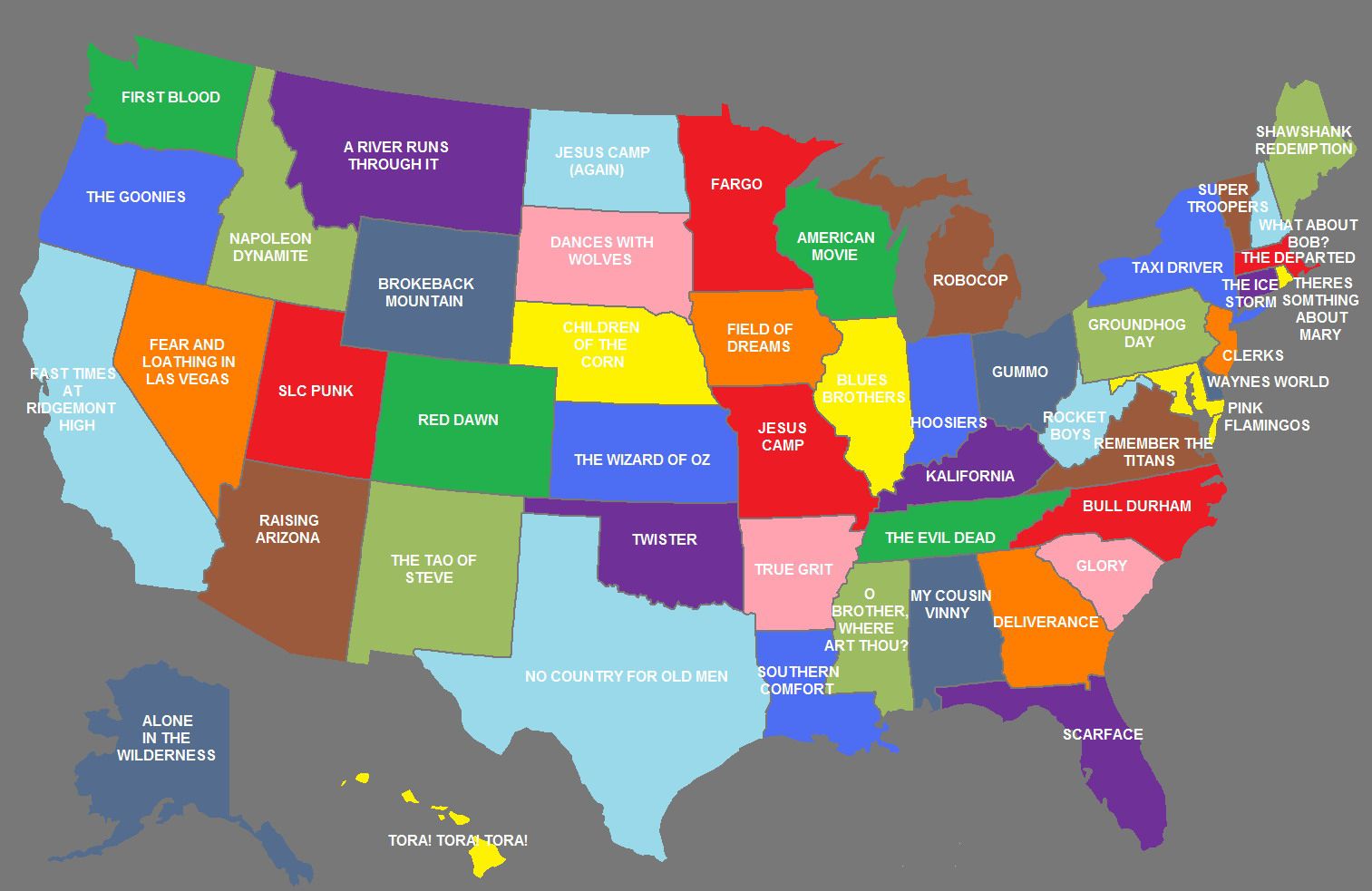 New U.S. Map Assigns Movies That Represent Each State. Hollywood