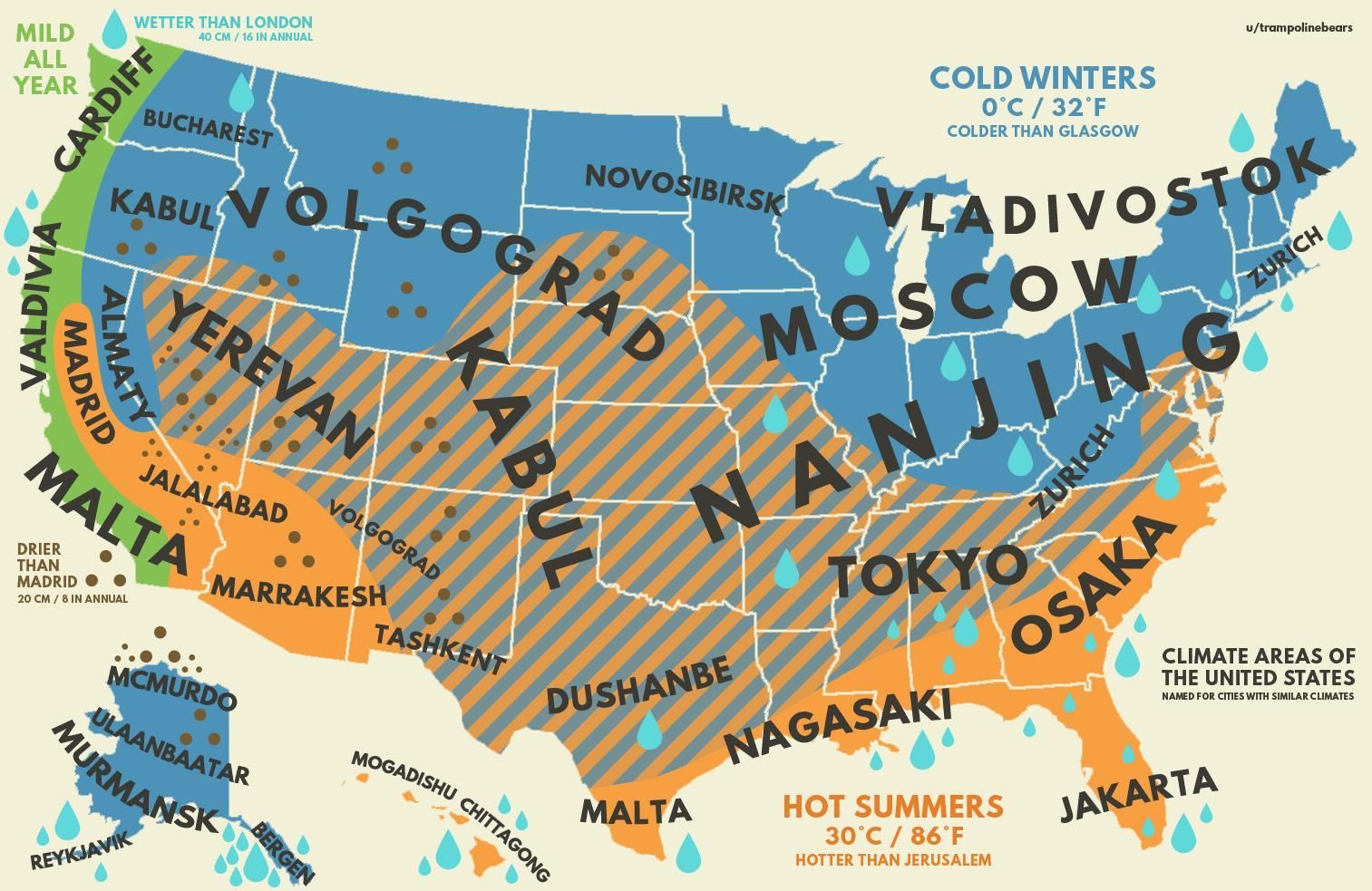 Mapped: how US climates stack up against climates around the world