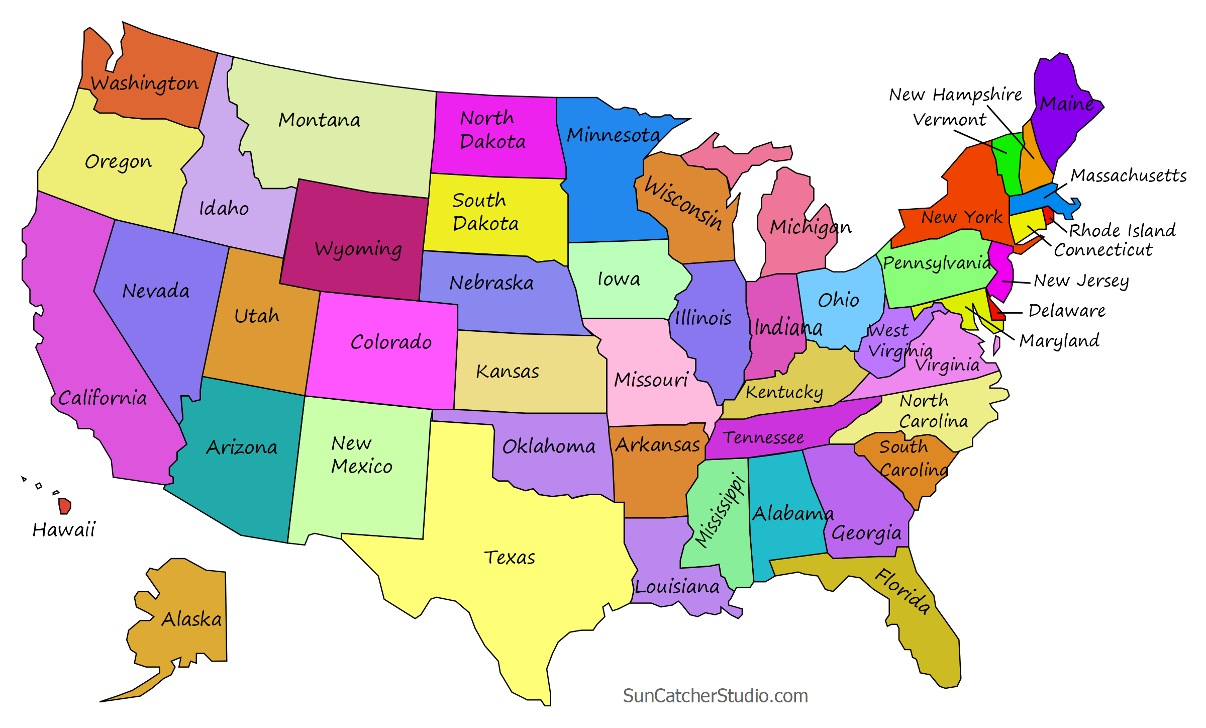 Printable US Maps with States (Outlines of America States)