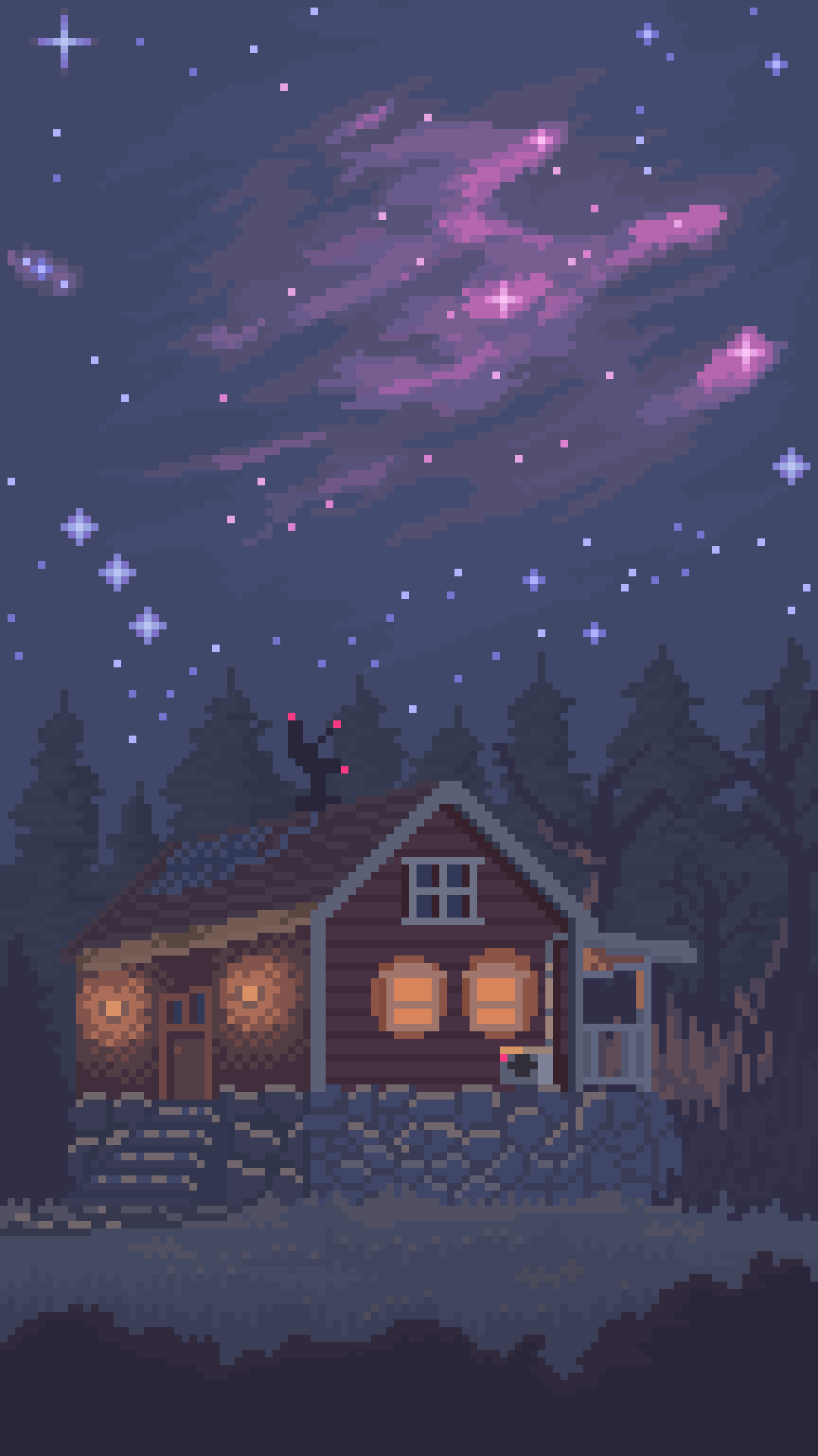 The night sky (full view on phone is recommended). Pixel art landscape, Cool pixel art, Pixel art design