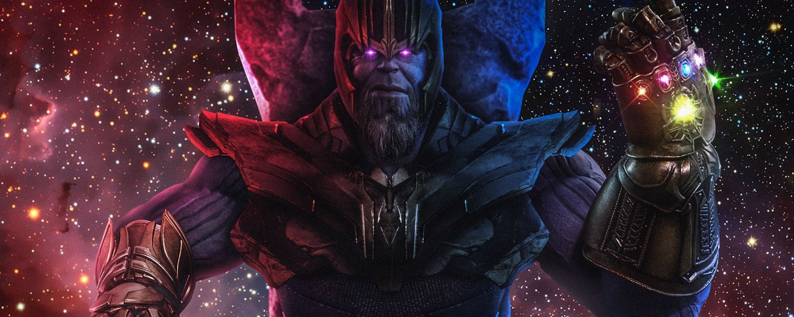Download 2560x1024 wallpaper thanos, infinity gauntlet, avengers 4