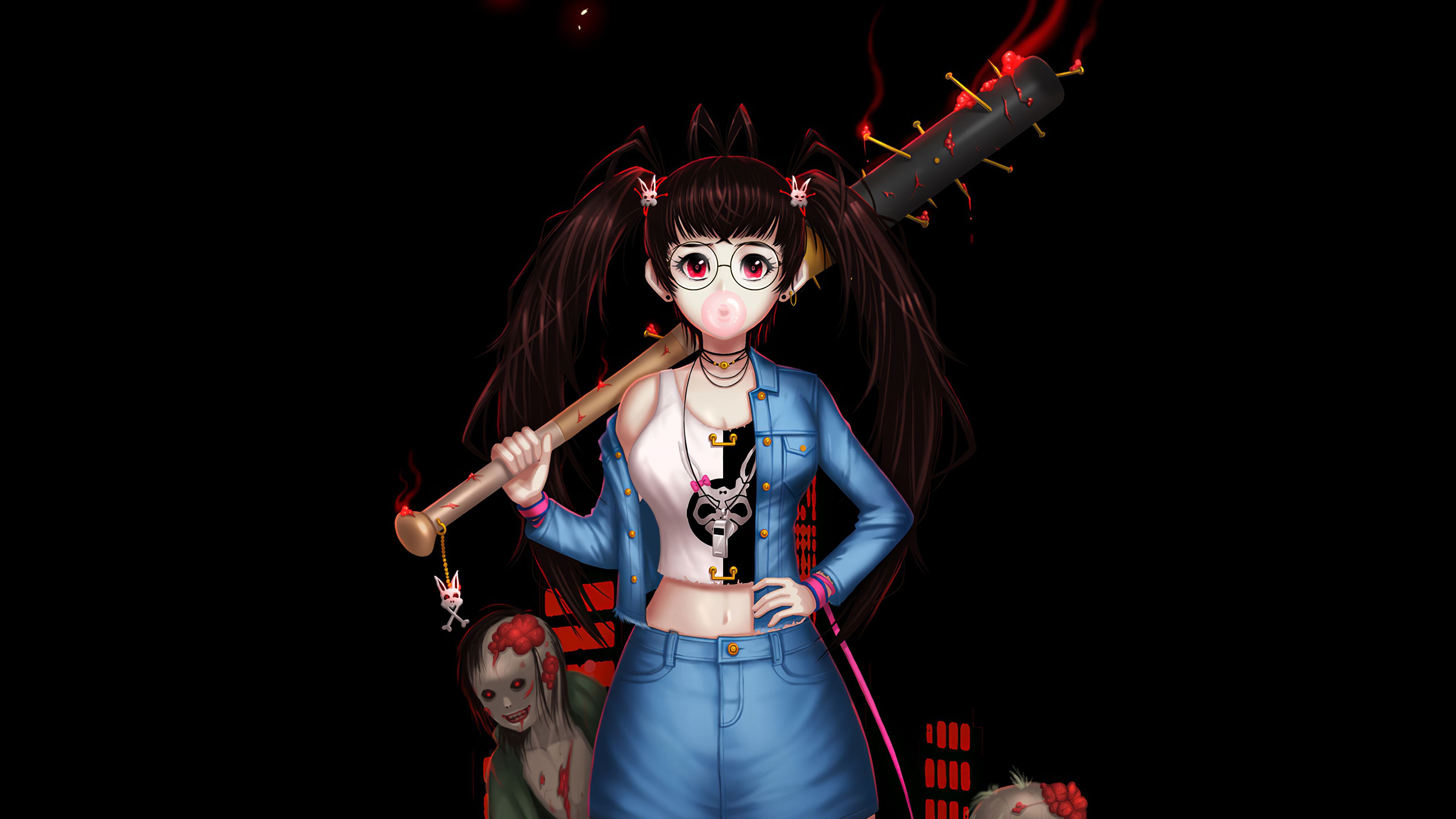 Zombie Fighter Girl 4k, HD Anime, 4k Wallpaper, Image