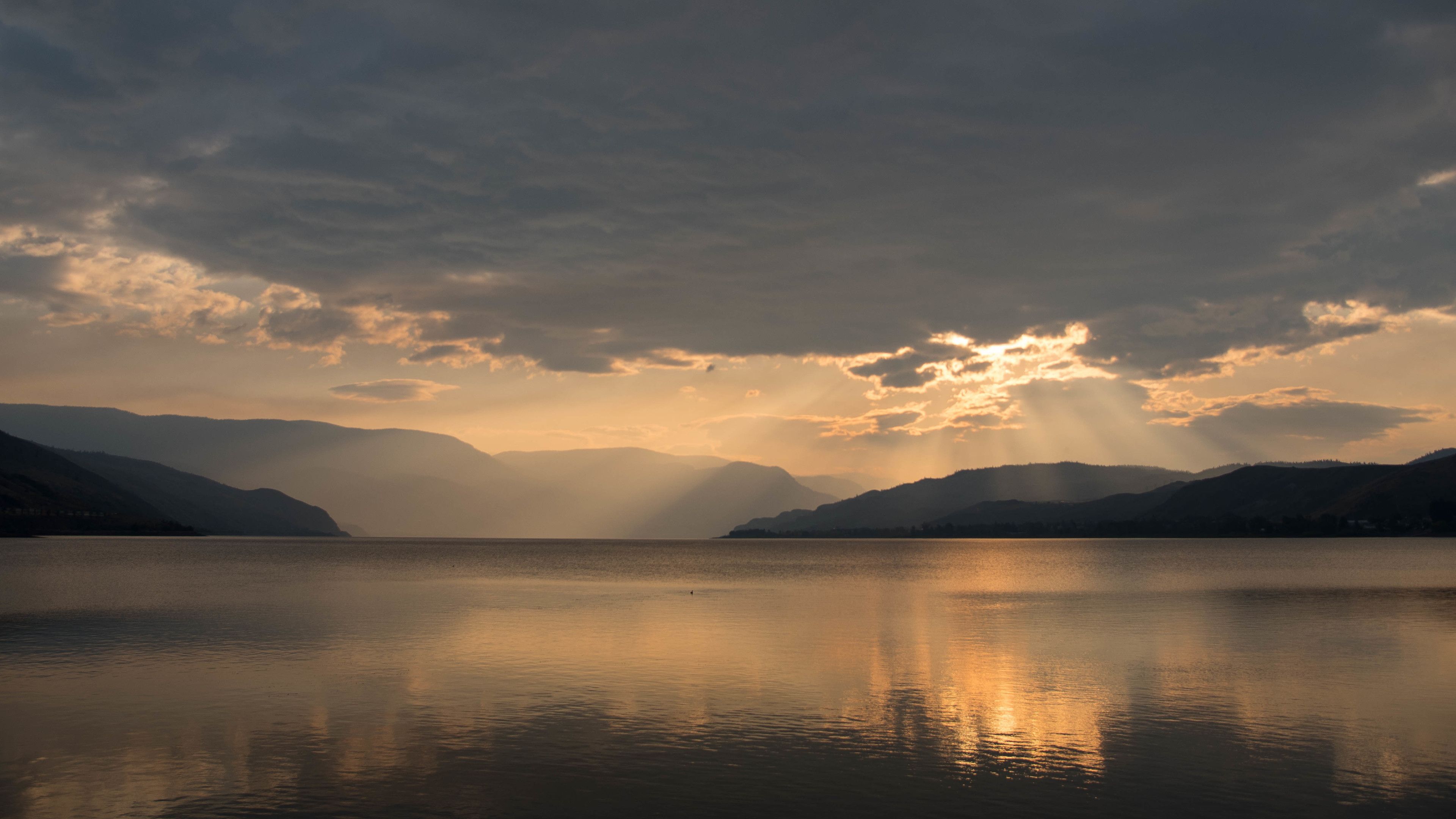 Sunrise over Kamloops Lake 4K Wallpaper, HD Nature 4K