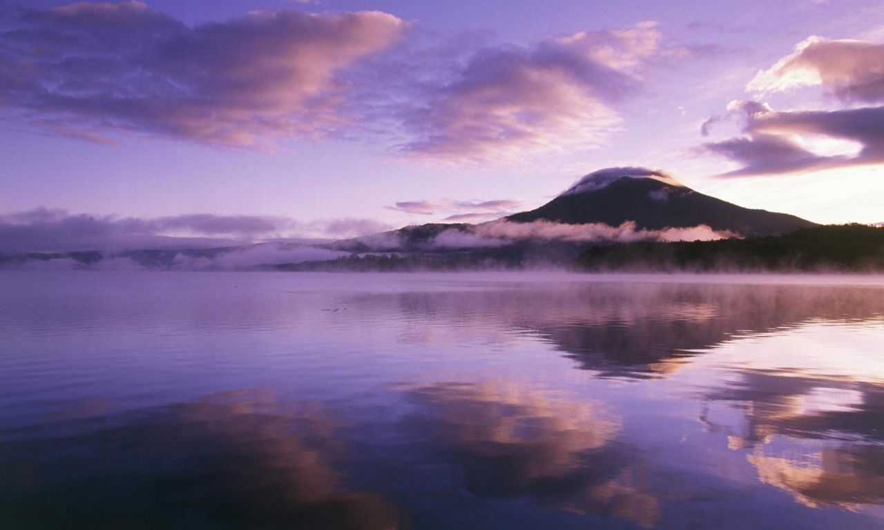 Purple Sunrise over a Lake Wallpaper