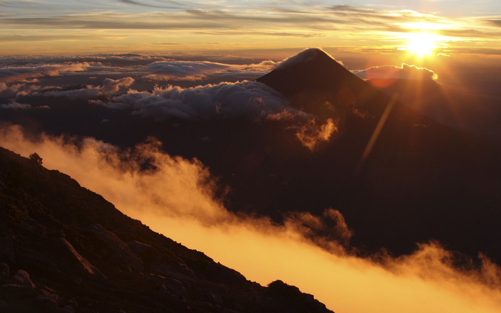 Sunrise over Acatenango Volcano Guatemala Wallpaper and Background