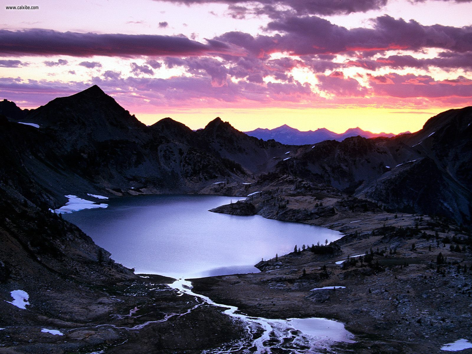 Nature: Sunrise Over Upper Ice Lake Basin Glacier Peak Washington