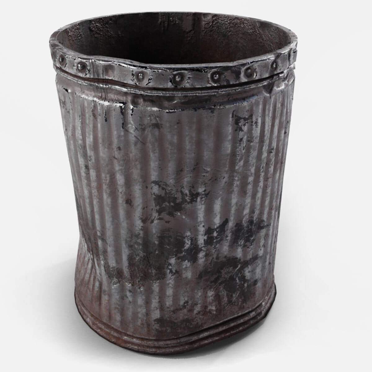 Used Metal Trash can 3D Model