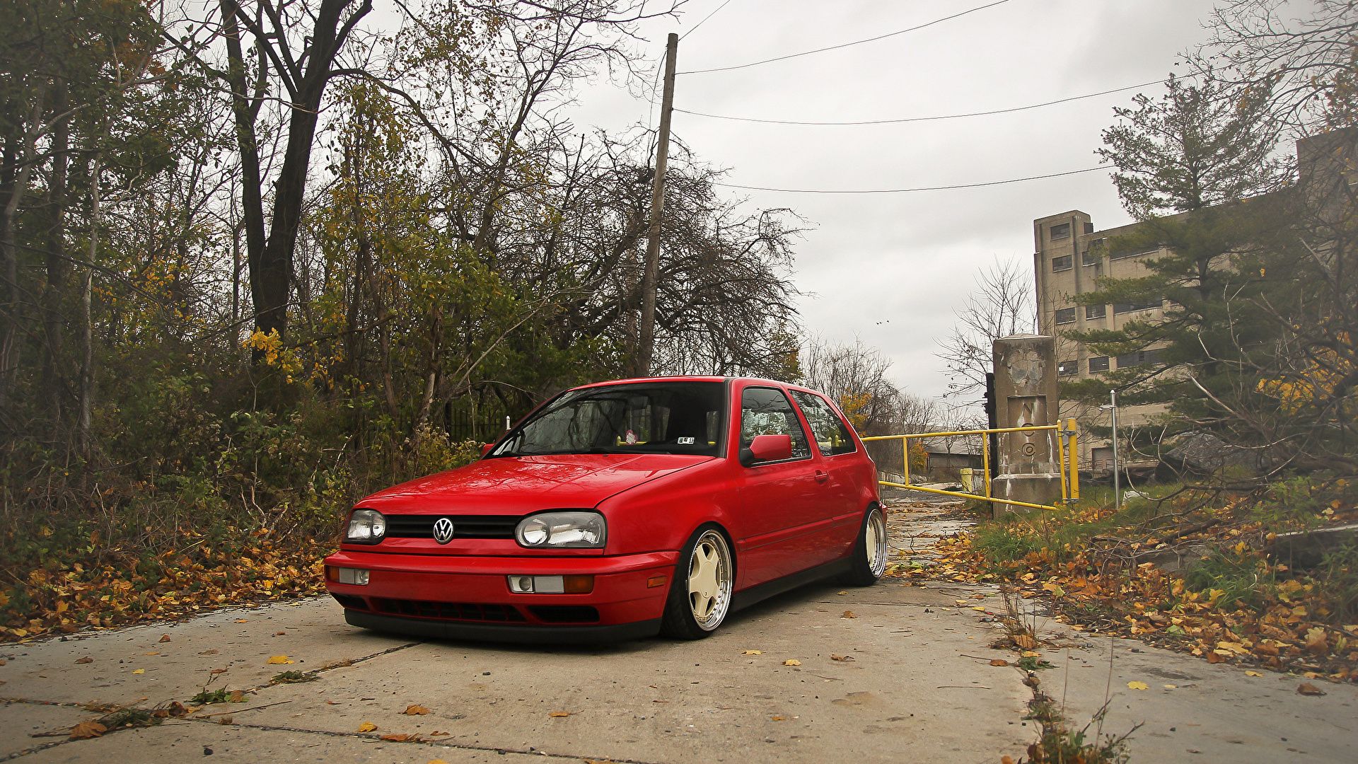 Picture Volkswagen golf MK3 Red Cars 1920x1080