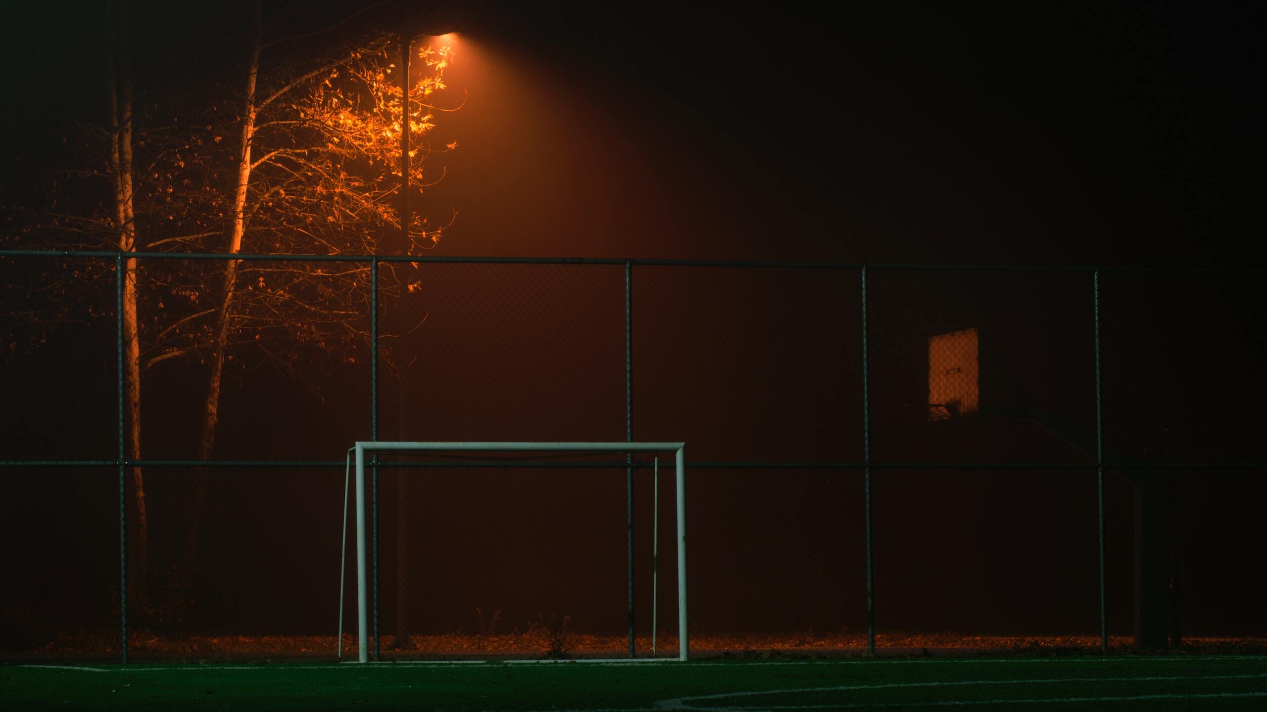 Soccer Goal Net Dark Field Photography 4k 1440P
