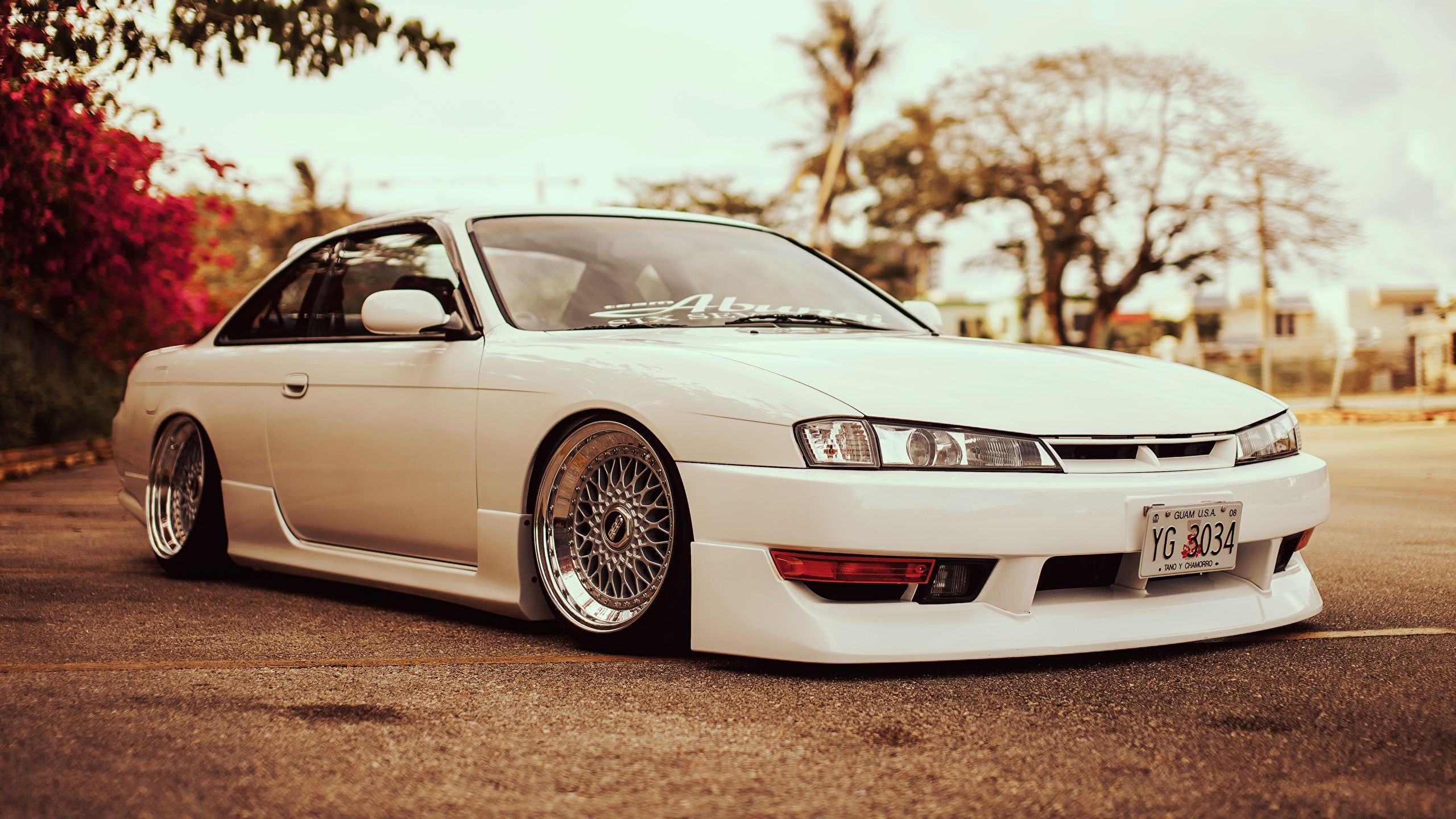 Picture Nissan Silvia S14 stance White automobile 2560x1440