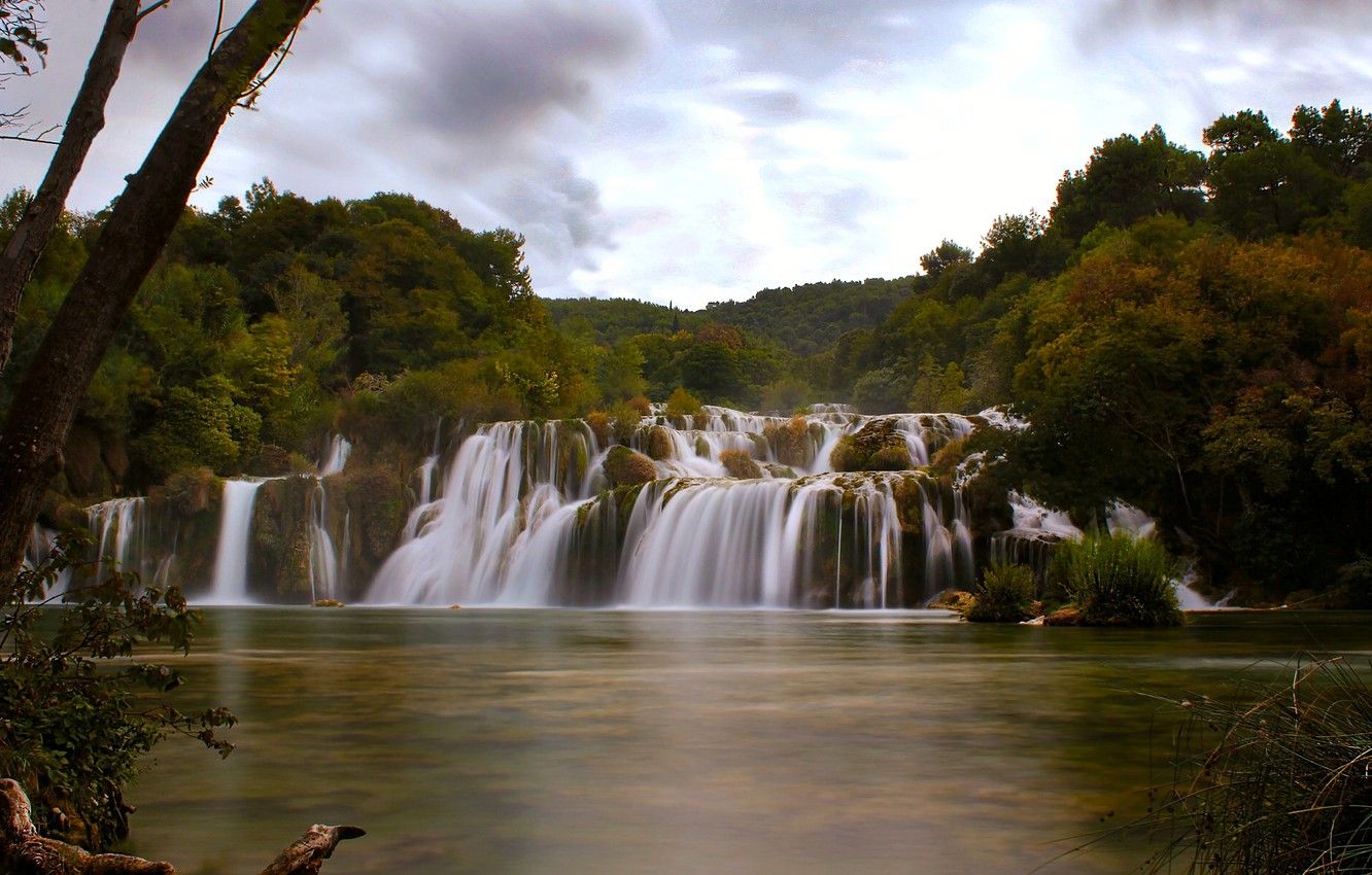 Wallpaper autumn, river, waterfall, cascade, Croatia, Croatia