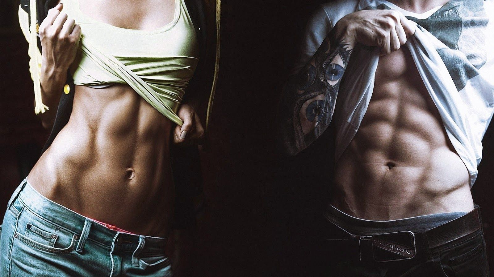 Pack Abs of Girl and Boy HD Wallpaper. Flat tummy workout, Abs