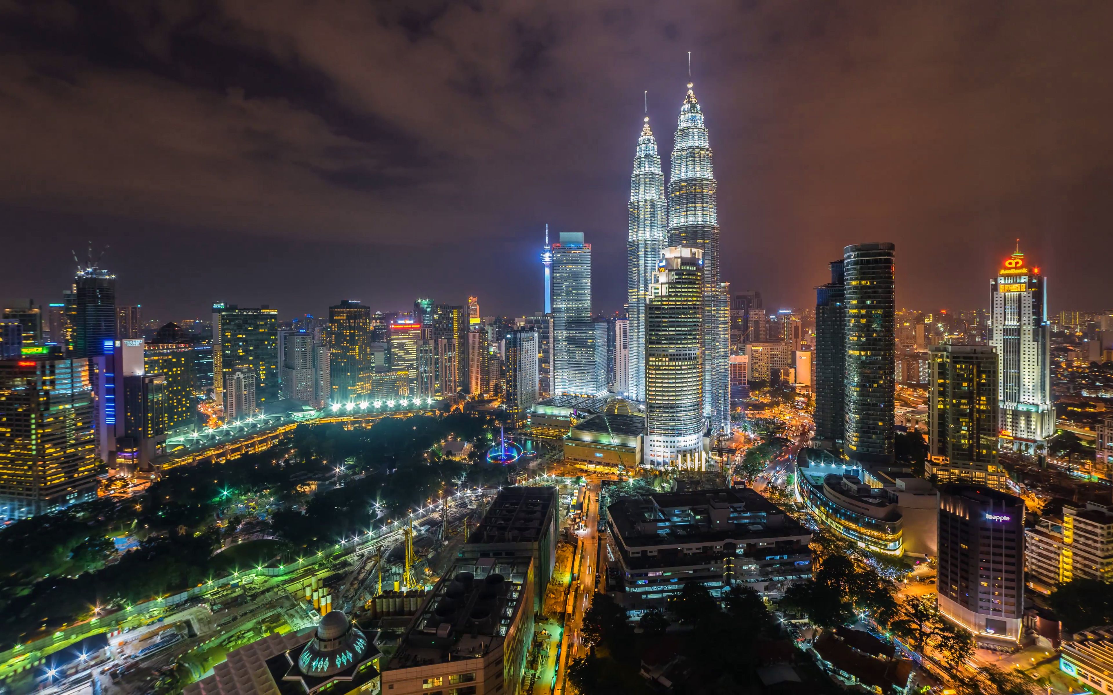 Download wallpaper 4k, Petronas Towers, KLCC, skyscrapers, Asia