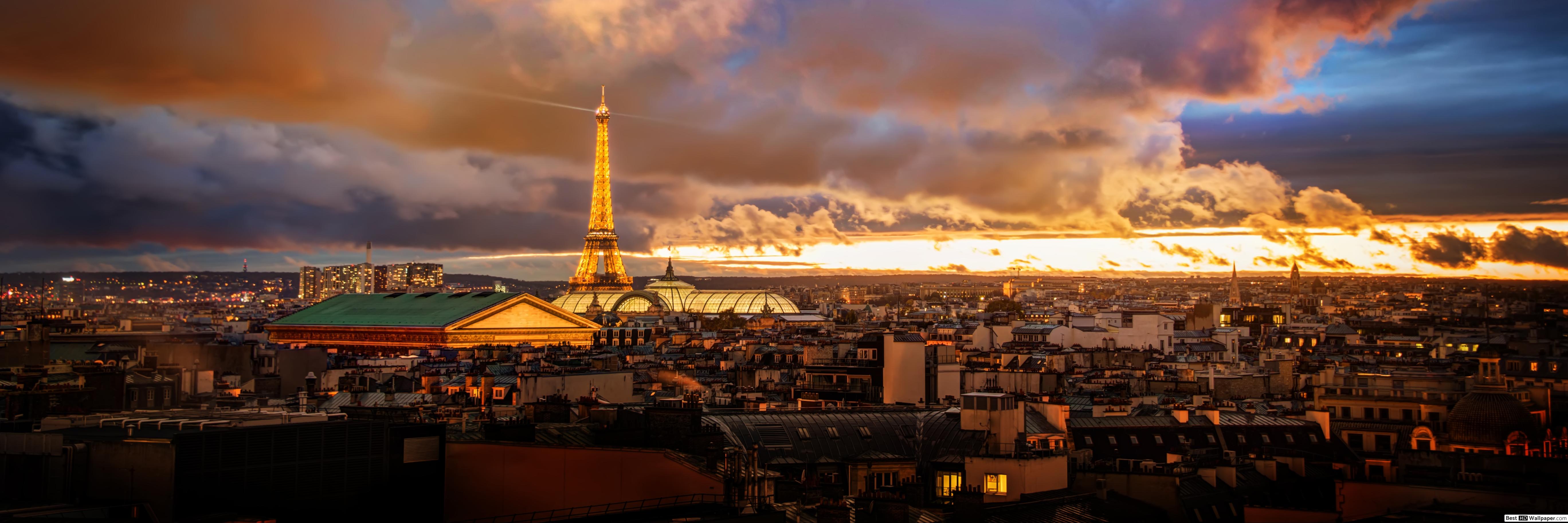Sunset over Paris HD wallpapers download