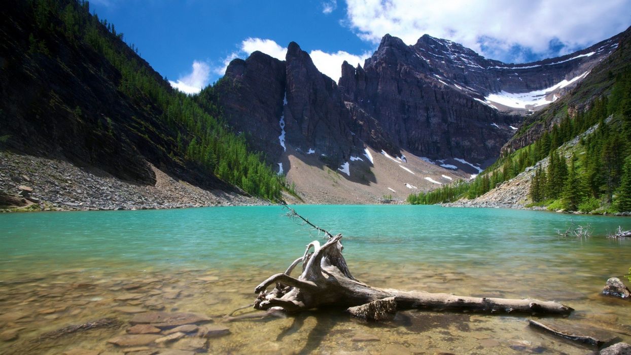 Mountain nature landscape cloud lake tree reflection river rock HD