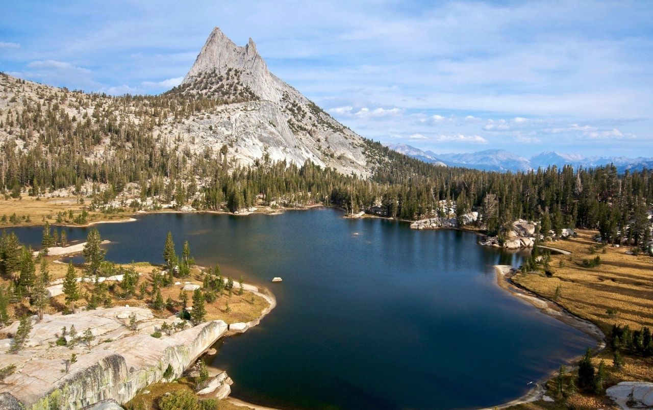 Mountain Lake Trees Clouds Sky wallpaper. Mountain Lake Trees