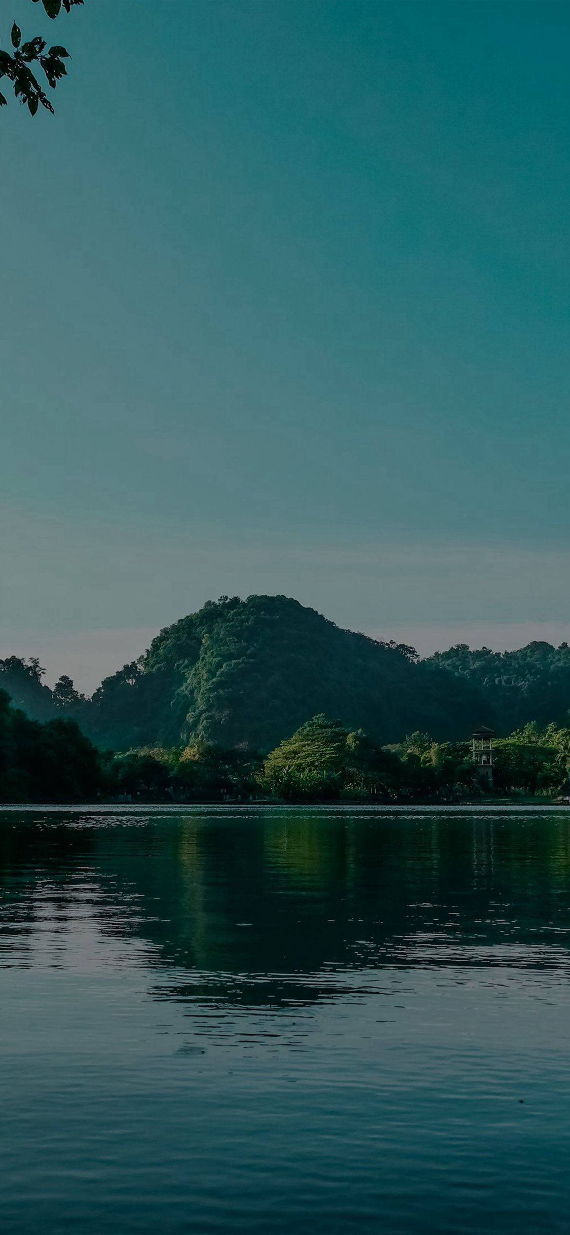 Nature River Lake Mountain Tree Vacation Flare Dark iPhone X