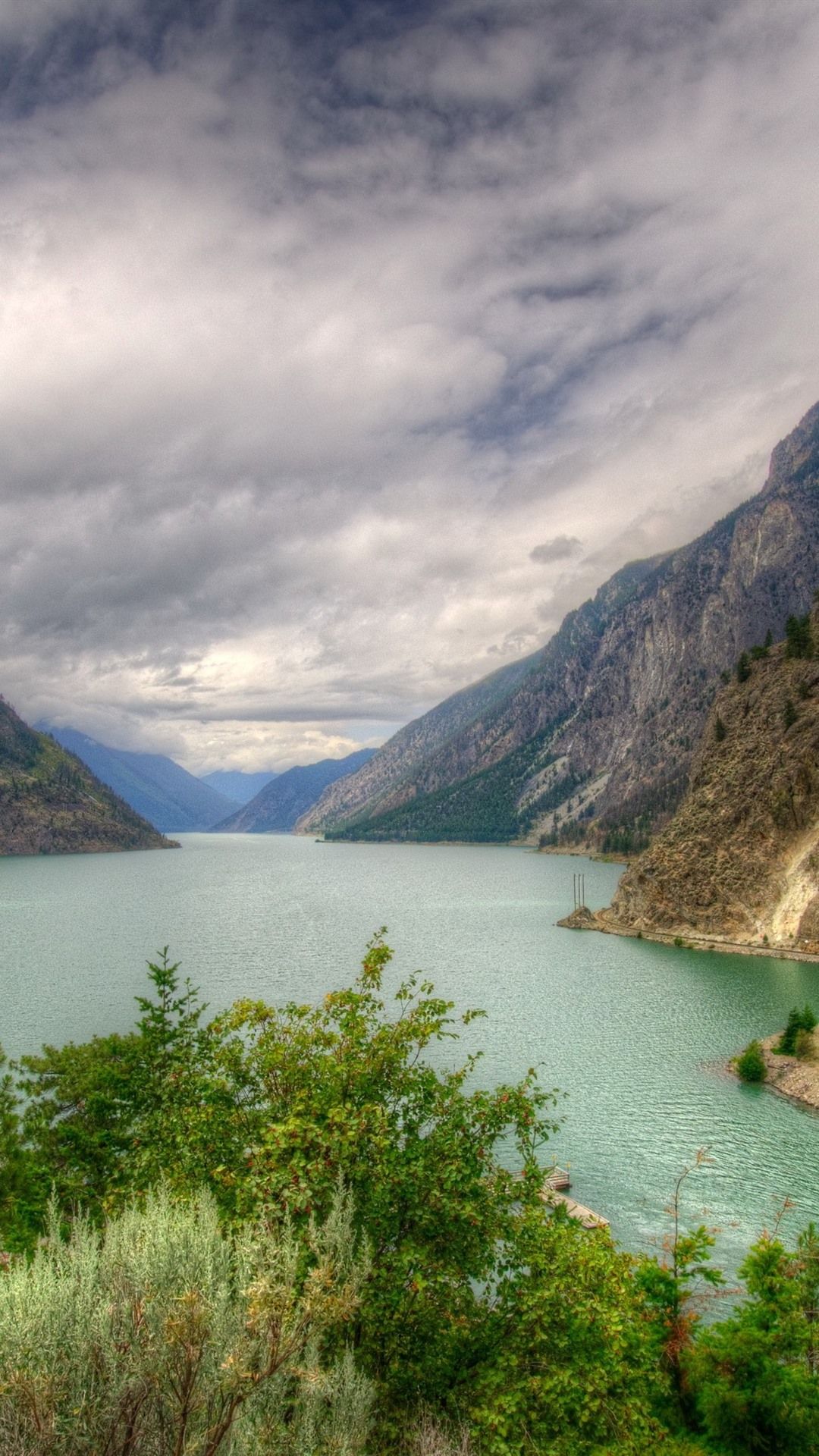 Wallpaper Canada, mountain, lake, trees, clouds, nature landscape
