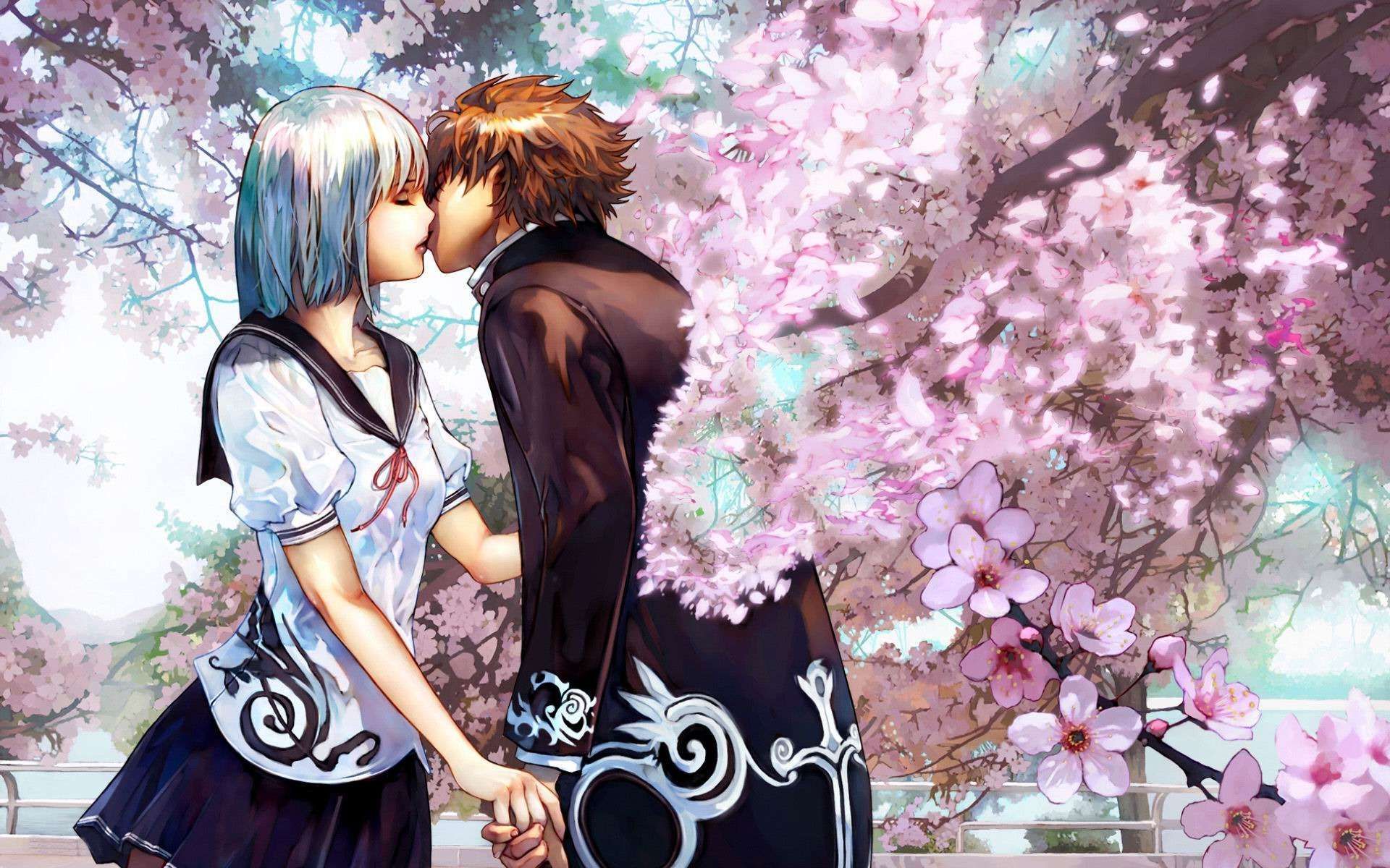 Elegant Anime Kiss HD Wallpaper Download