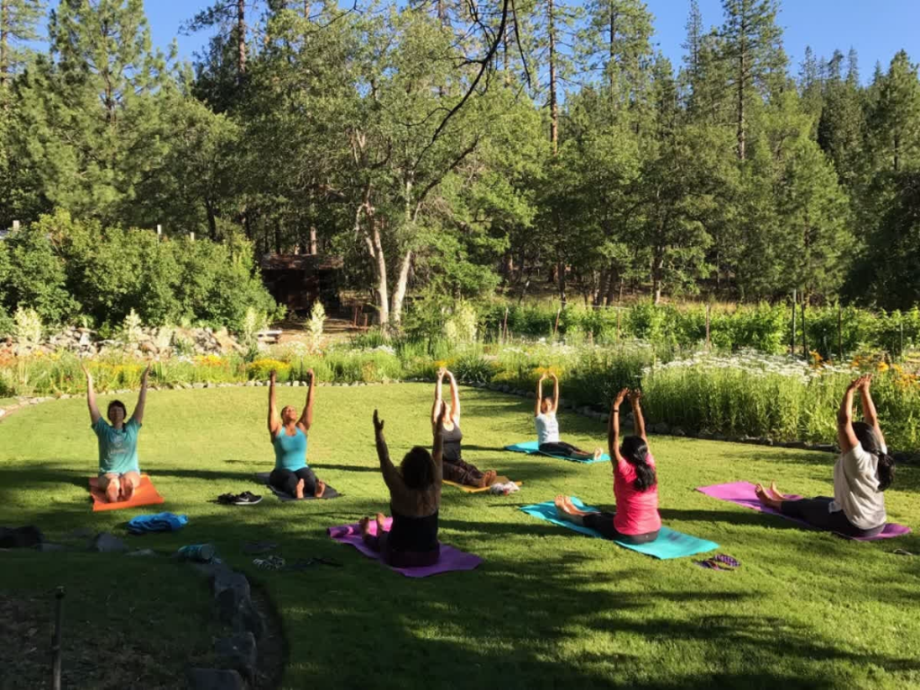 Outdoor yoga classes at the ranch