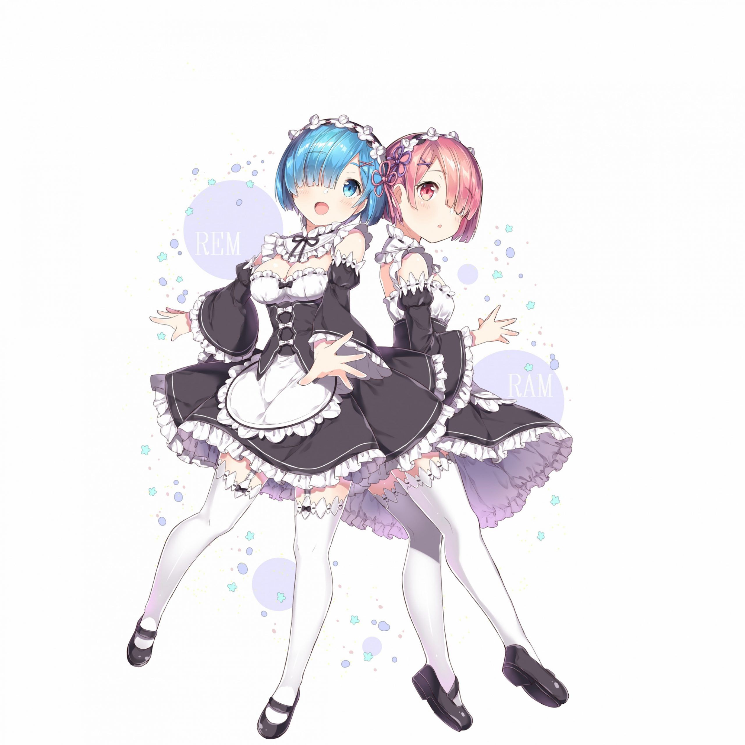 Download 3840x2400 wallpaper rem and ram, re:zero, minimal