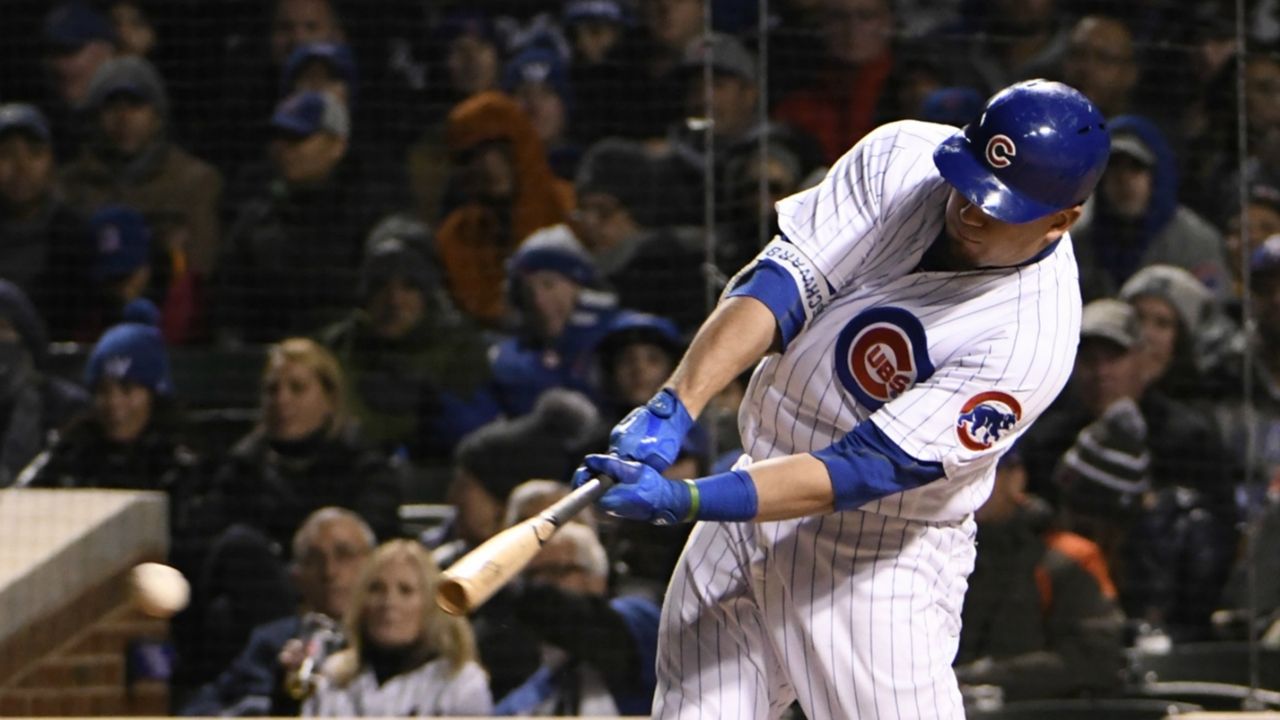 Download Kyle Schwarber In Action Wallpaper