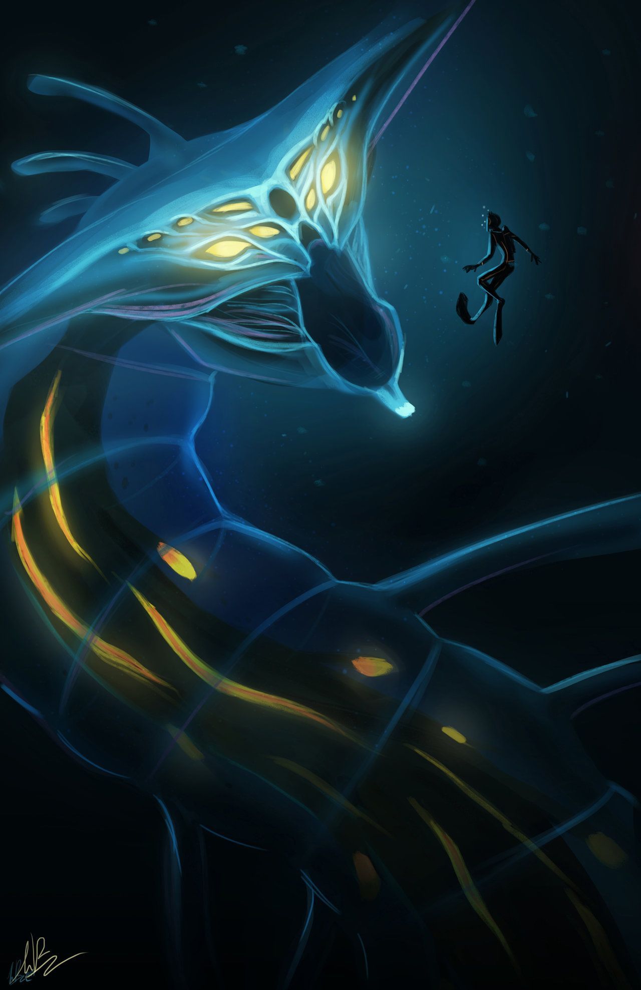 Ghost Leviathan by CielaRose. Subnautica concept art, Subnautica creatures, Creature art