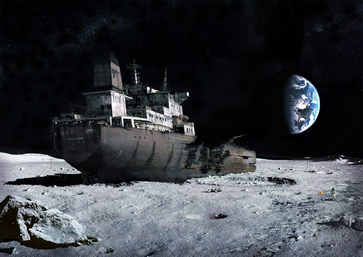 Tanker Ship On The Moon Wallpaperx834