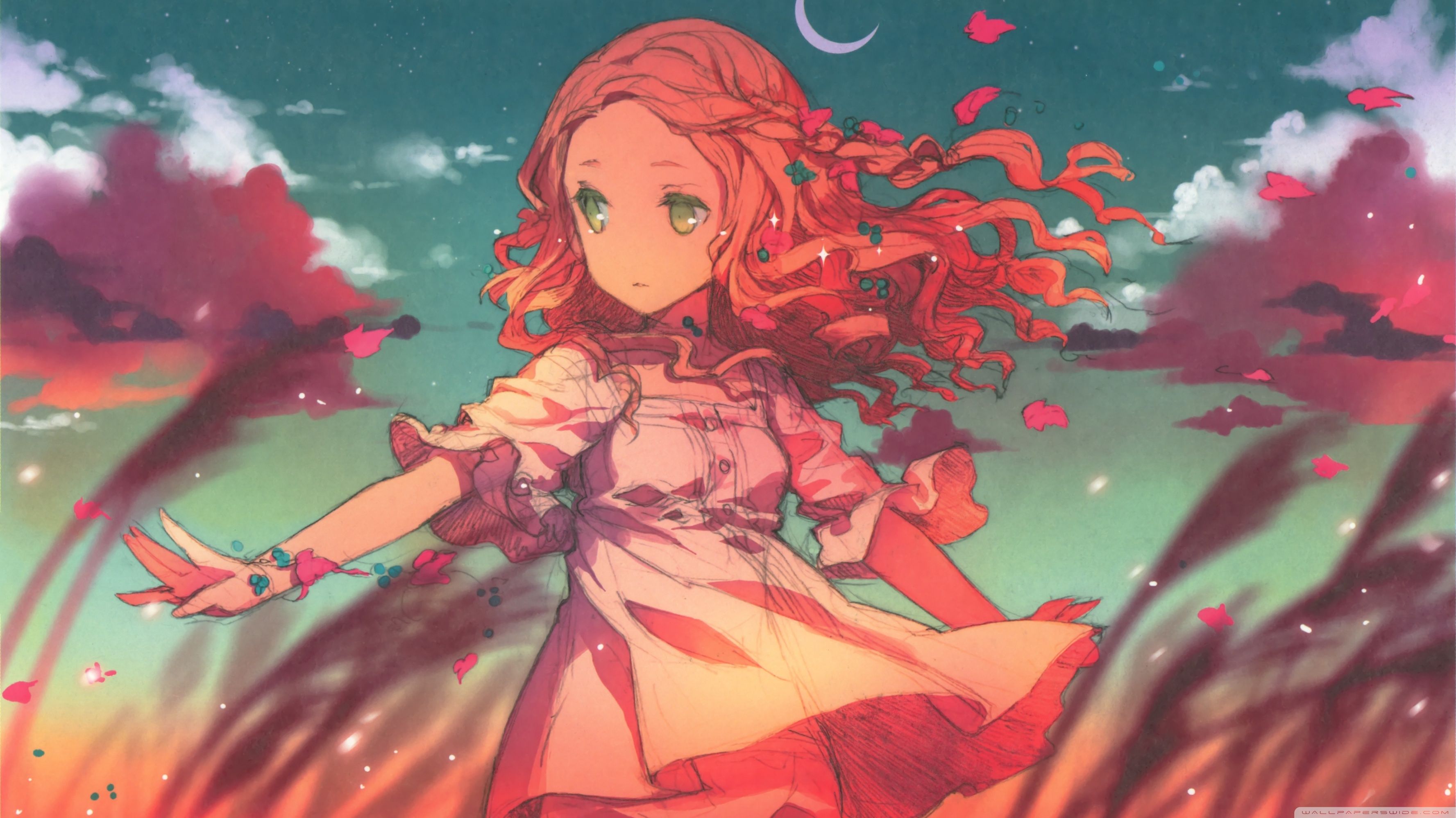Anime Girl In The Wind Ultra HD Desktop Background Wallpaper