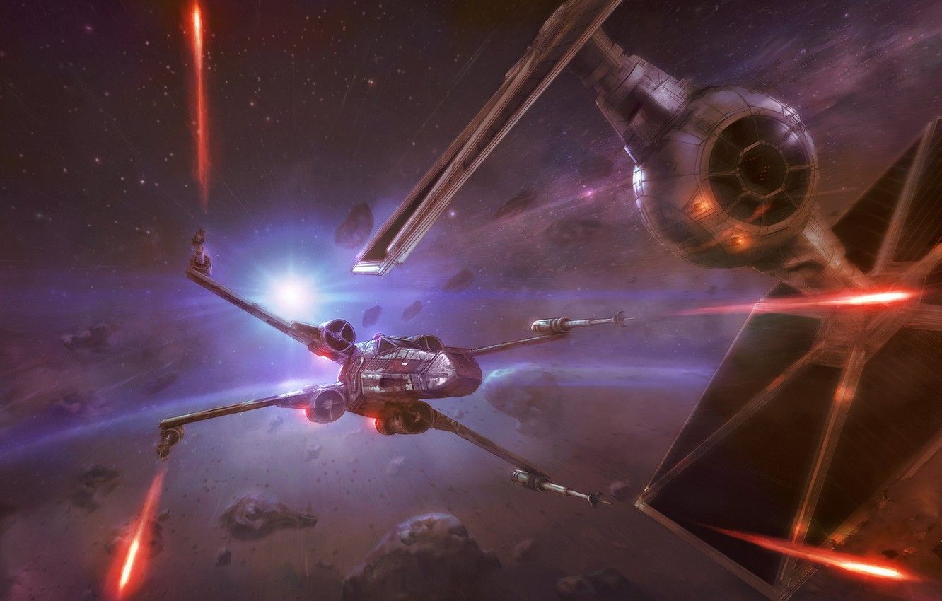 Wallpaper Space, Fighter, Star Wars, Battle, Fighters, Concept Art, Attack, X Wing, Science Fiction, X Wing, TIE Fighter, TIE, Transport & Vehicles, Control, TIE LN Starfighter Image For Desktop, Section фильмы