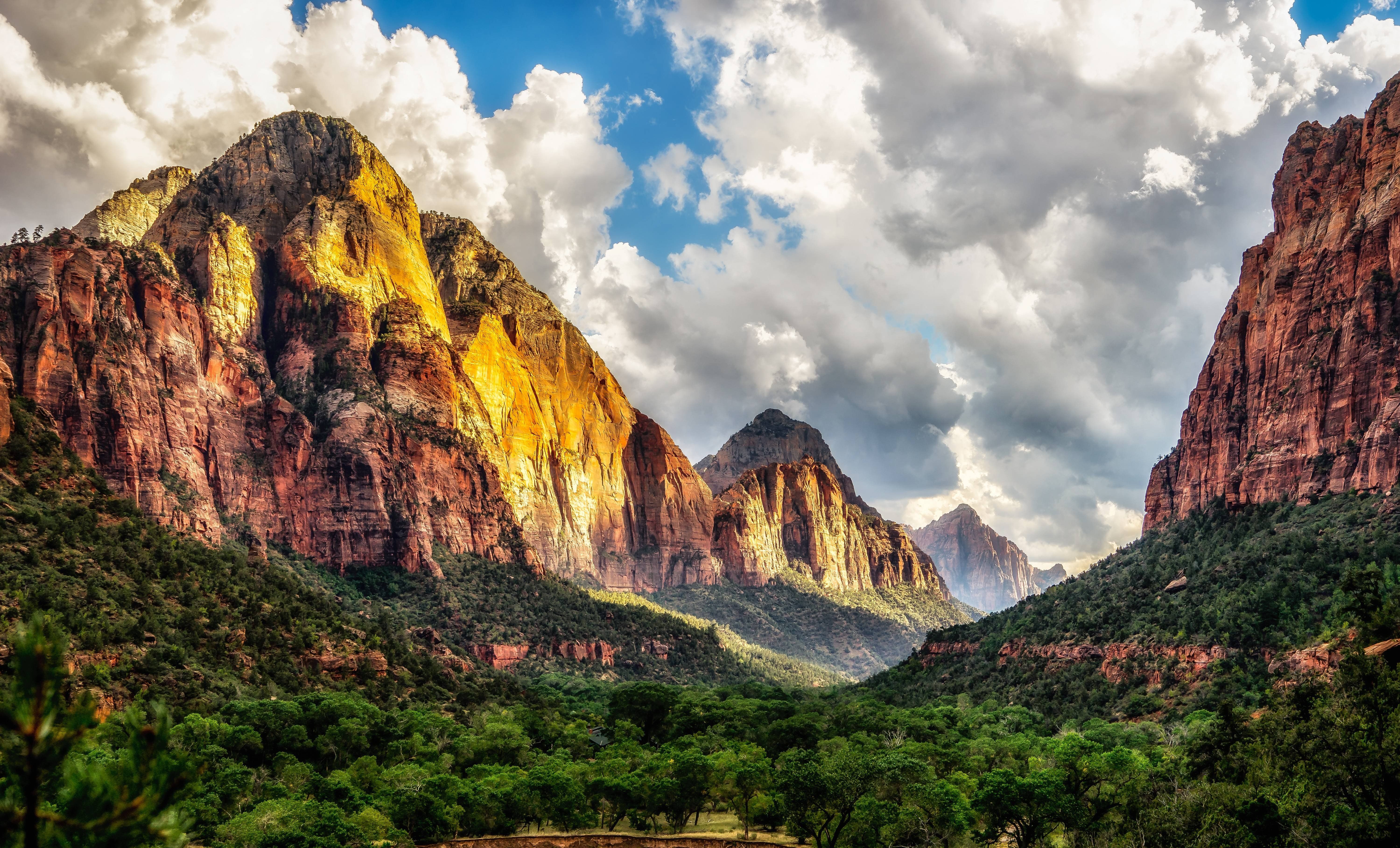 Zion National Park, Utah, Trees, Clouds, Nature HD Wallpaper / Desktop and Mobile Image & Photo