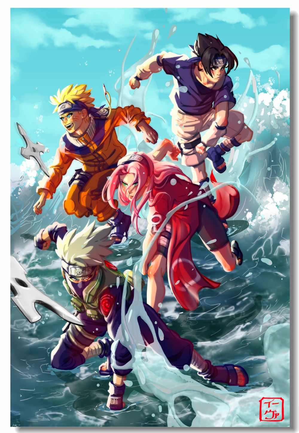 Custom Canvas Wall Paintings Uzumaki Naruto Poster Uchiha Sasuke