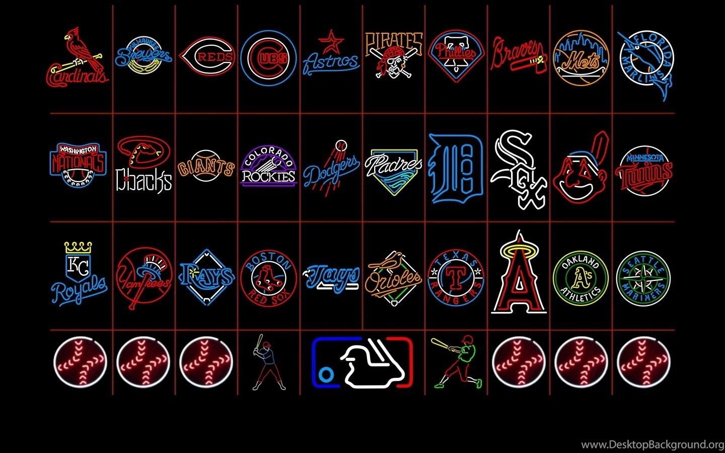 HD MLB Neon Logos Desktop Wallpaper Ventube.Com Desktop Background