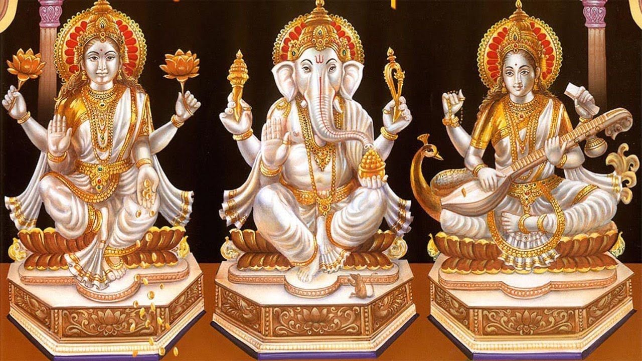 Hindu Gods Ganesha Lakshmi Saraswathi Idols And Photo