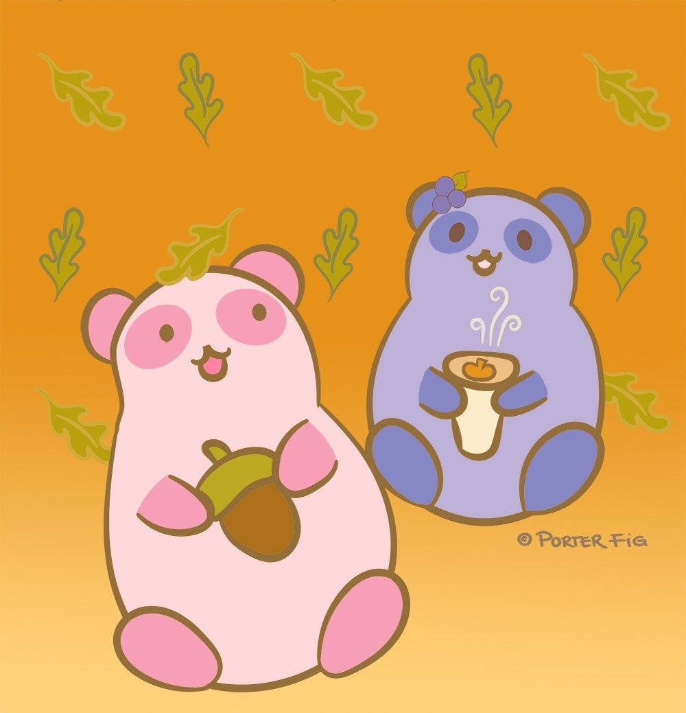 Autumn Panda Bears wallpaper for September