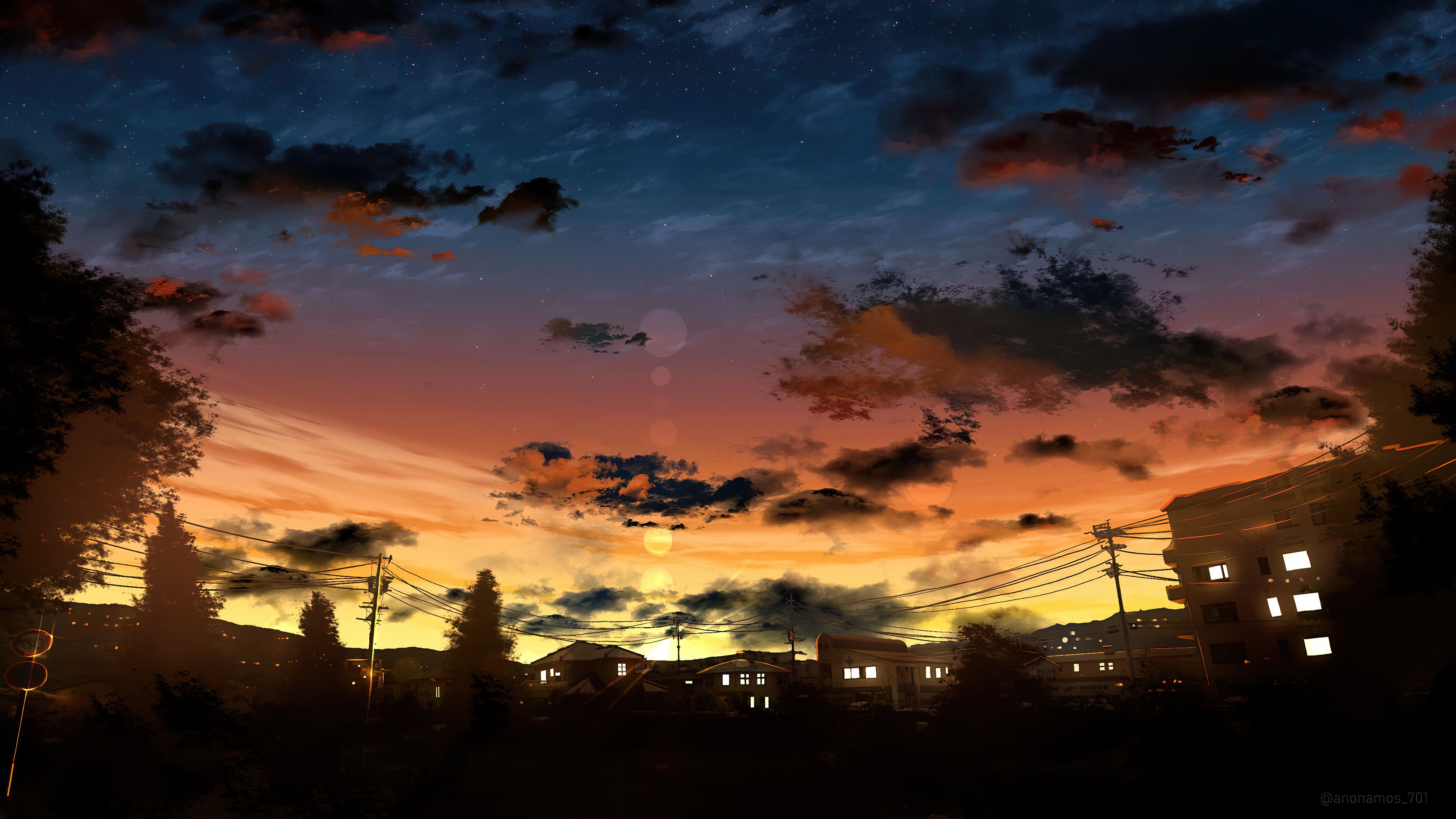 Anime, Sky, Sunrise, Scenery, 4K wallpaperk wallpaper