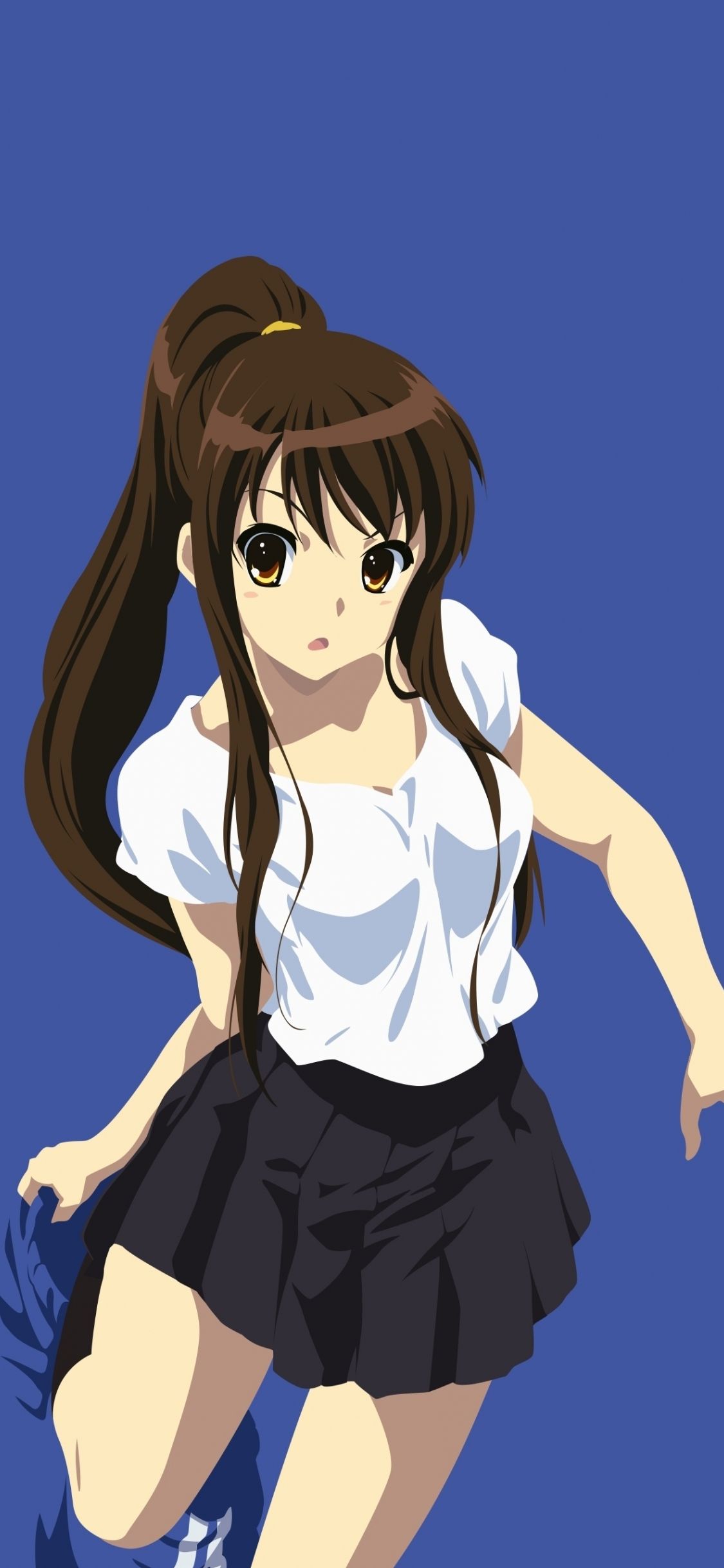 Download 1125x2436 wallpaper cute, anime girl, minimal, haruhi