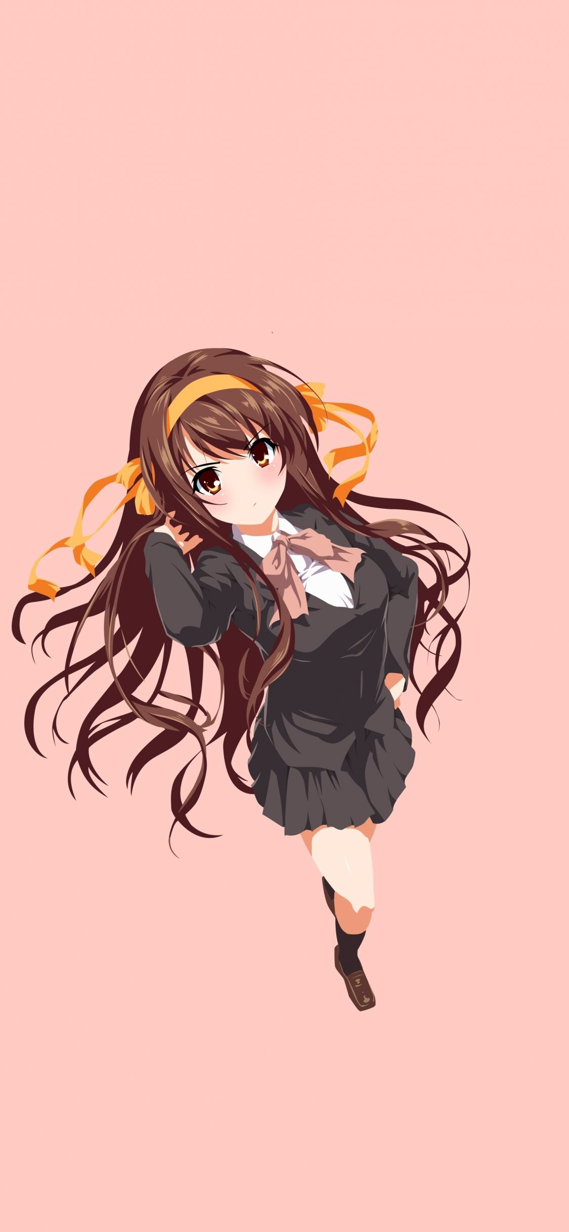 Download 1125x2436 wallpaper cute, minimal, haruhi suzumiya, long