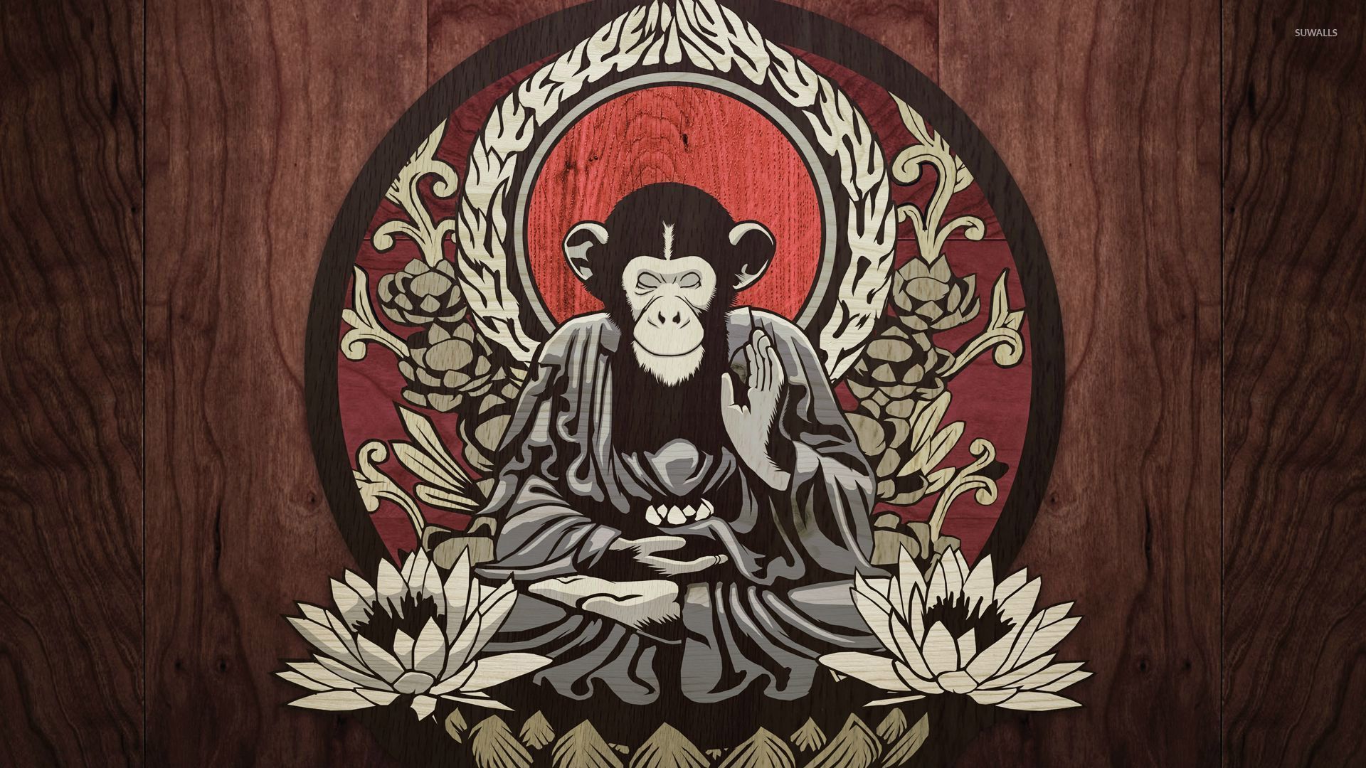 Meditating monkey wallpaper Art wallpaper