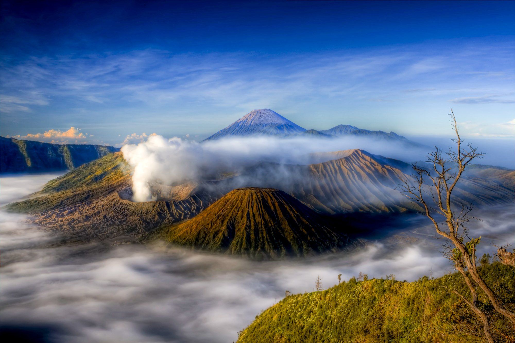 bromo, Indonesia, Sunset, Volcano, Landscape Wallpaper HD