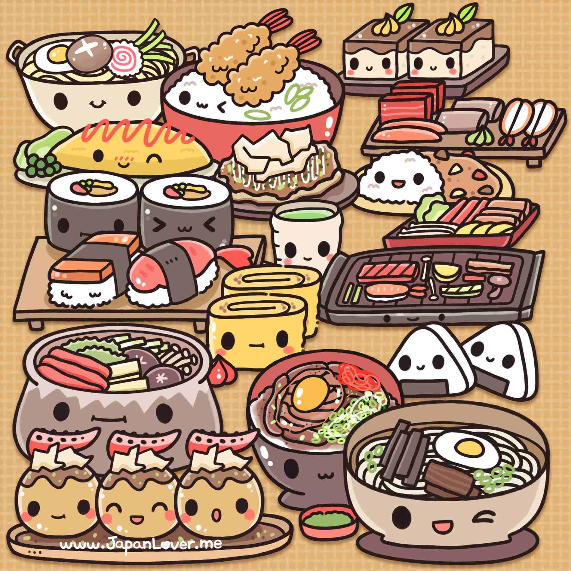 Cute Food With Faces Wallpaper