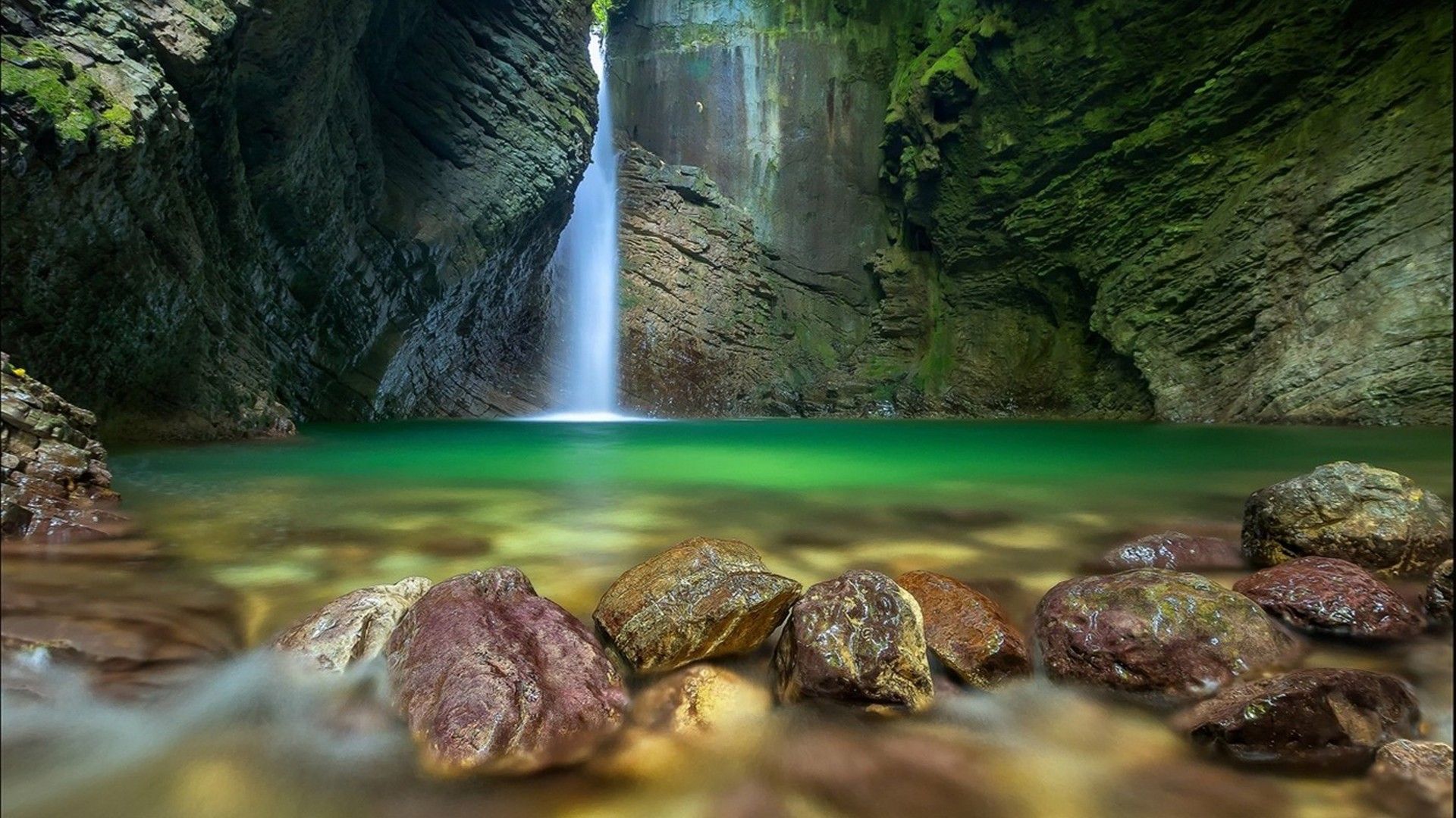 Wallpaper Waterfall, Cave, Earth, Forest, 4K, Nature