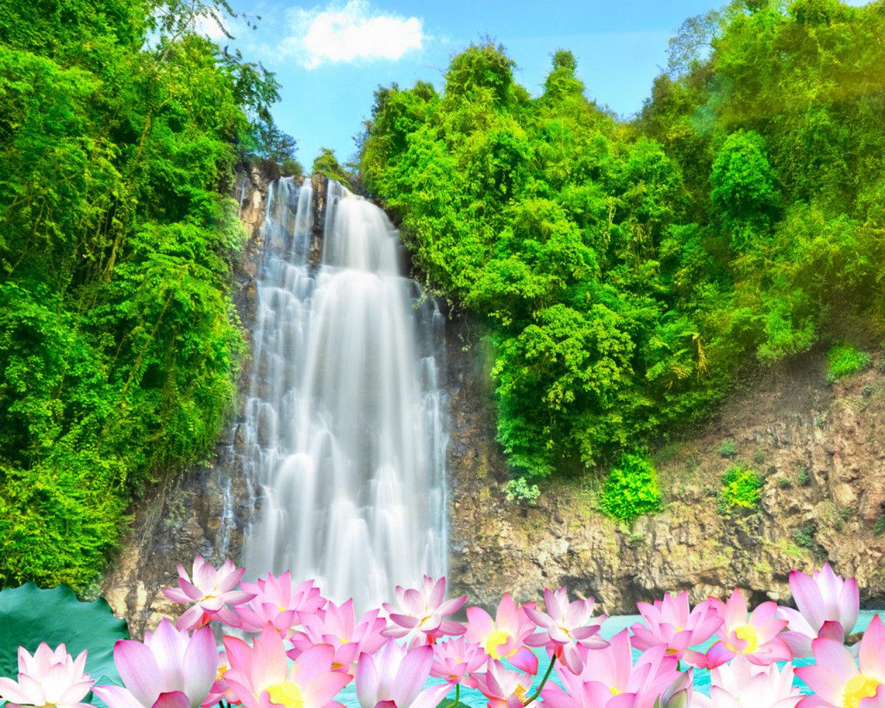 tropical waterfall wallpaper