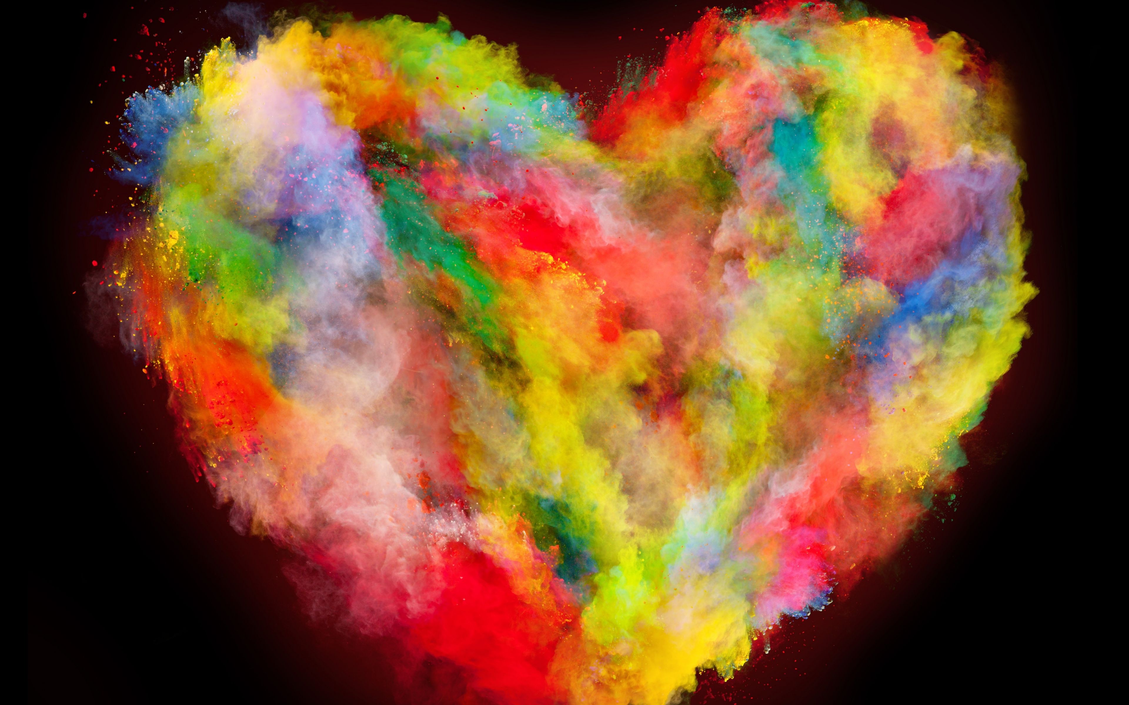Download 3840x2400 wallpaper heart, colorful, color explosion, 4k