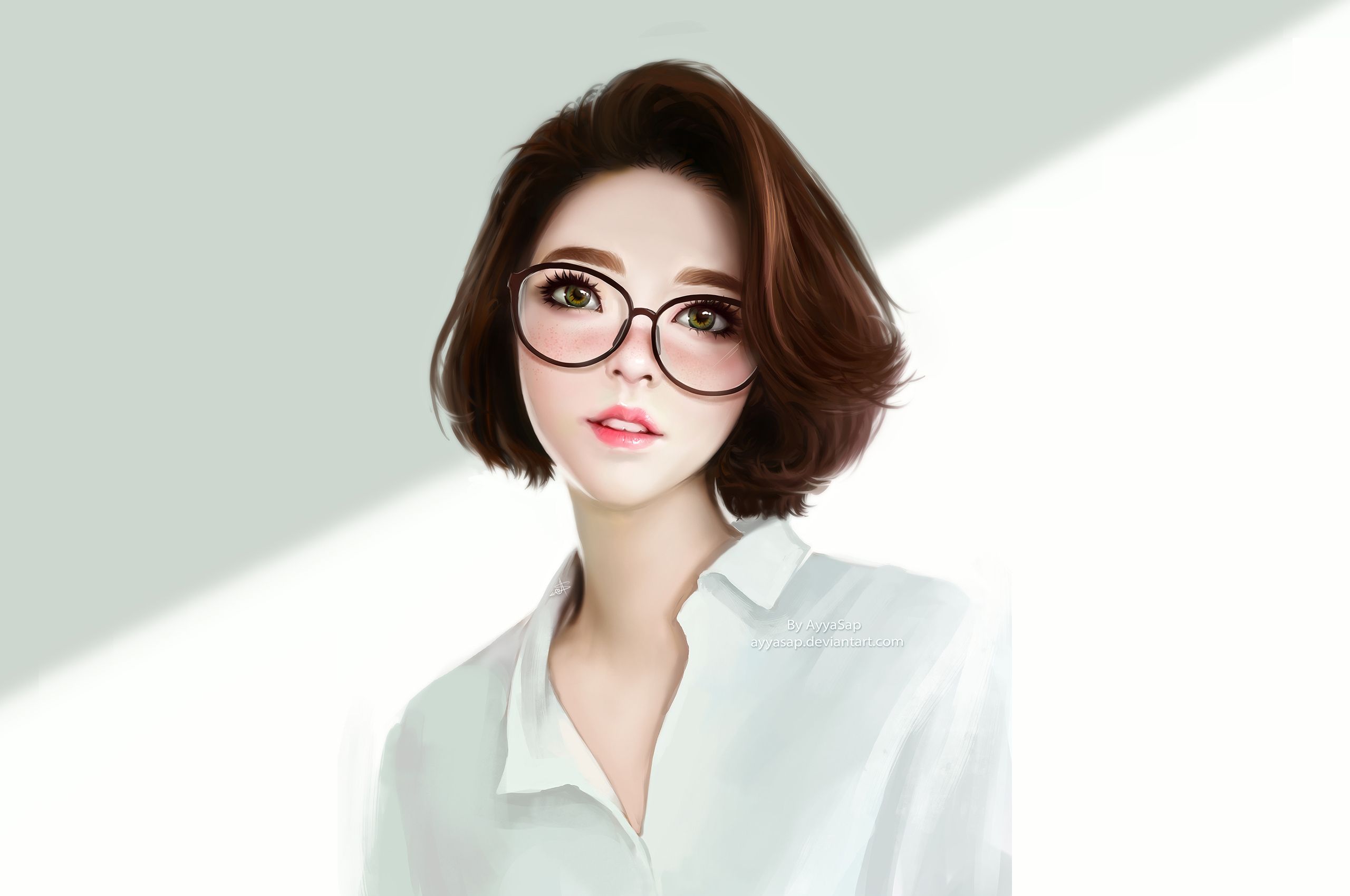 Anime Girl Green Eyes Glasses 4k Chromebook Pixel HD 4k