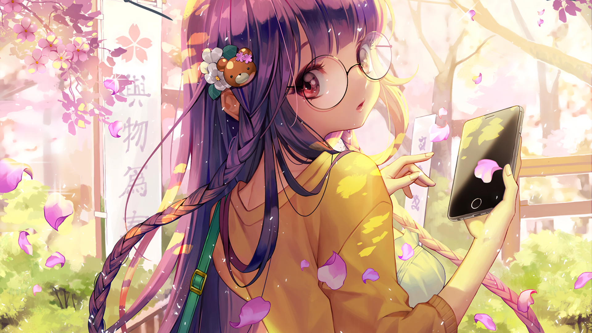 Download 1920x1080 Furyou Michi Gang Road, Anime Girl, Glasses