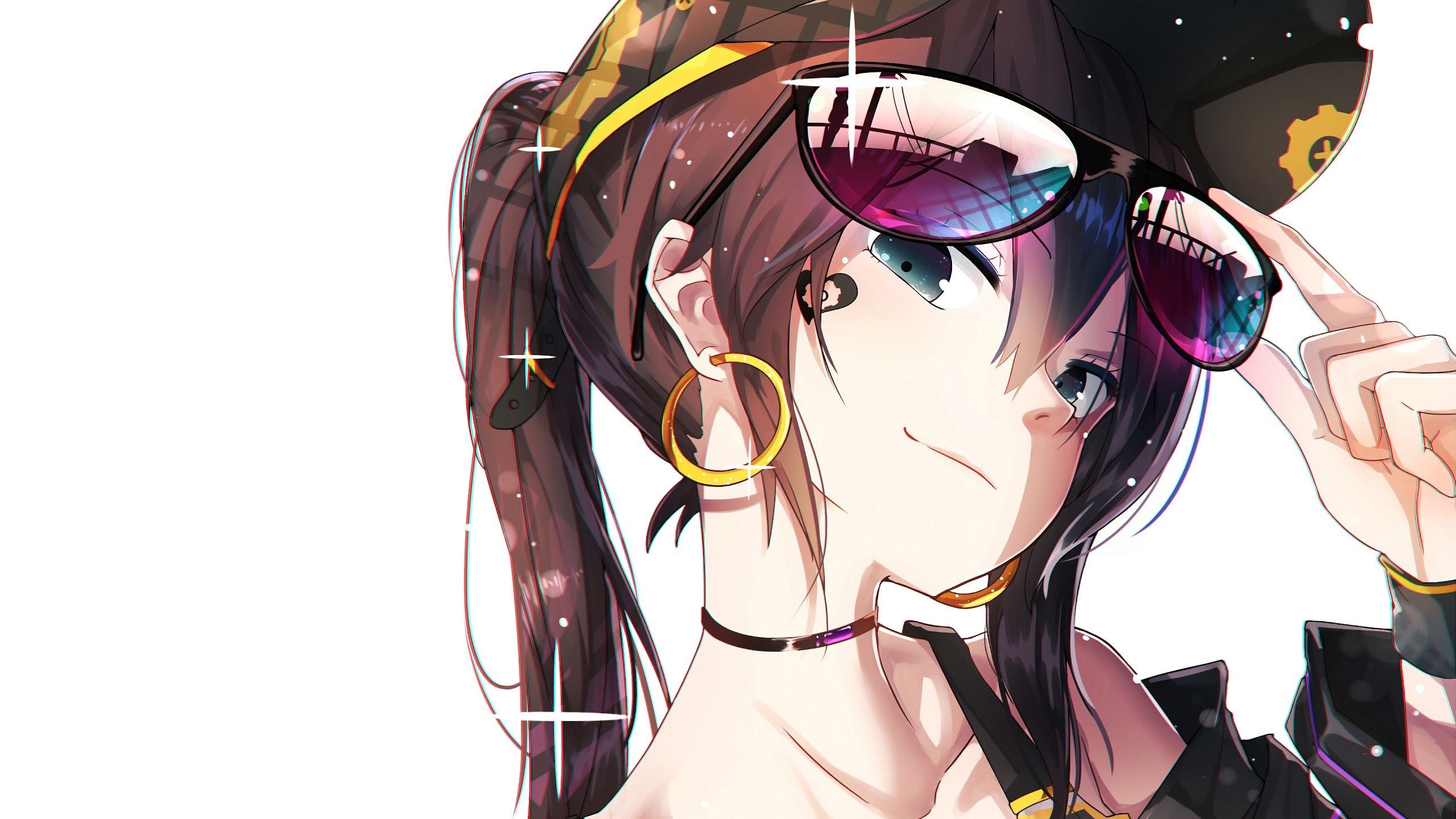 Anime Girl Smile Sunglass 4K 3840x2160 Wallpaper