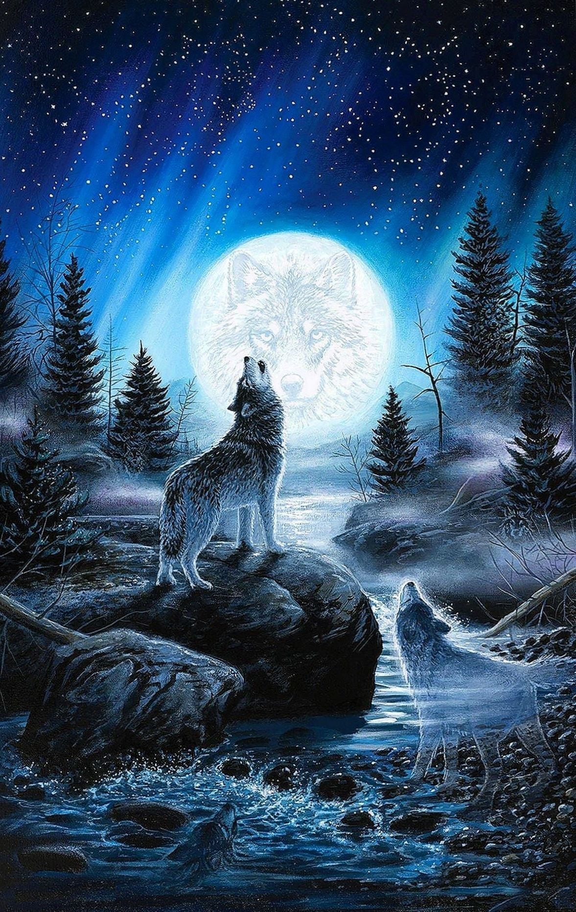 Wolf Howling At The Moon Mobile Wallpaper Wallpaper.Pro