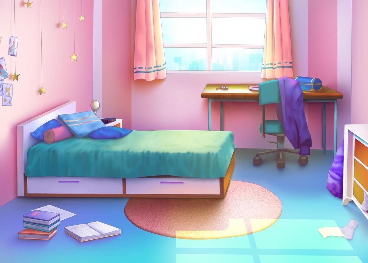 Free Vectors  Simple room anime background with bed and desk