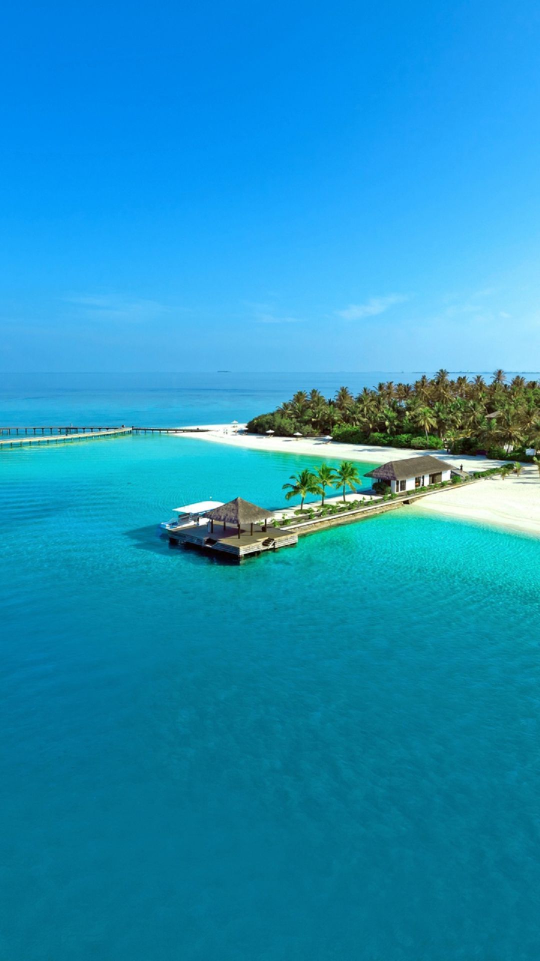 Maldives Resort Light Blue Sea Island iPhone 6 Plus HD Wallpaper